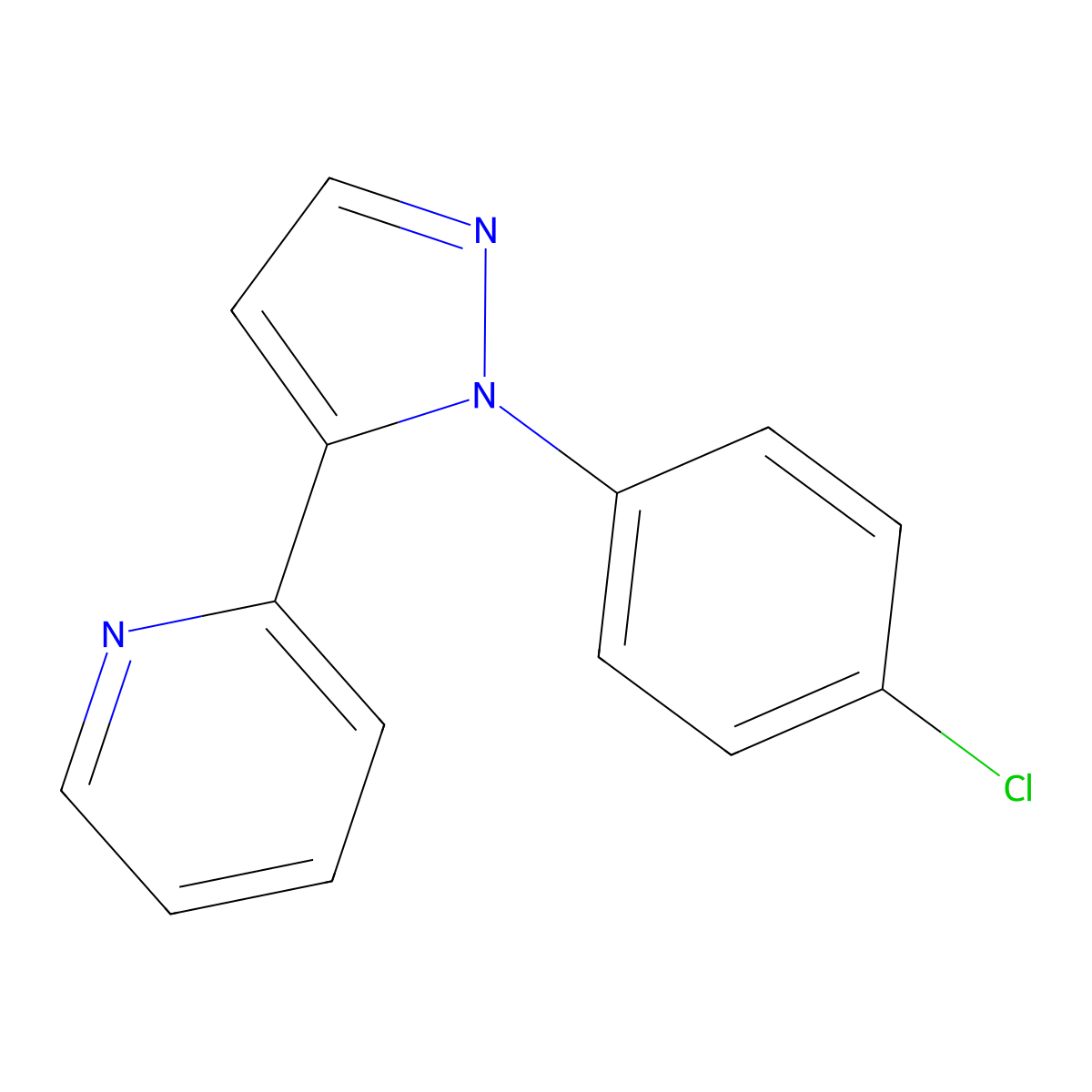 2-(1-(4-chlorophenyl)-1H-pyrazol-5-yl)pyridine molecular structure, CAS 1269291-42-0