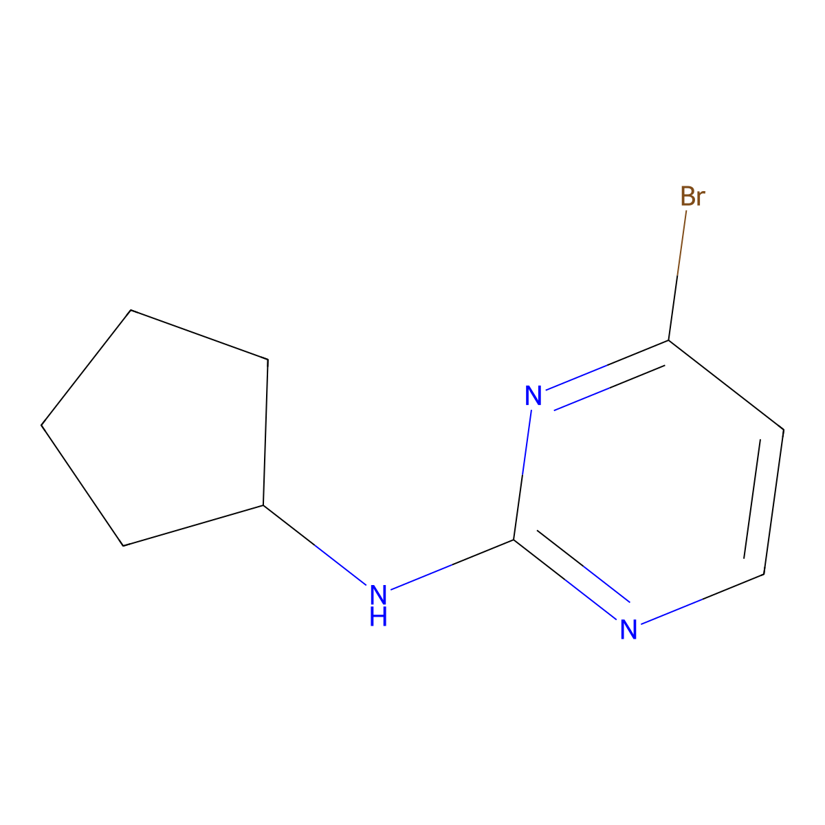 (4-Bromopyrimidin-2-yl)cyclopentylamine molecular structure, CAS 1269291-43-1