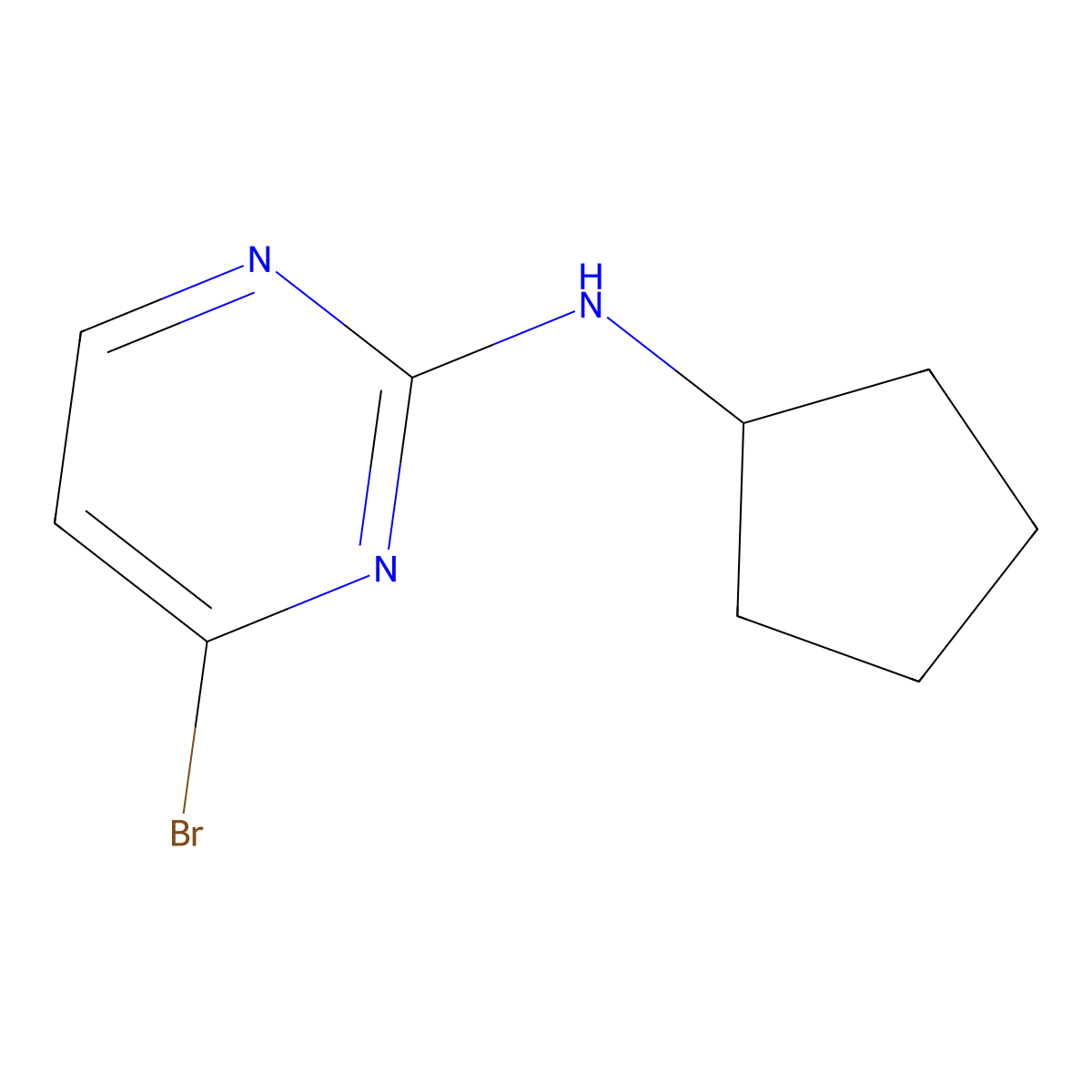 (4-Bromopyrimidin-2-yl)cyclopentylamine molecular structure, CAS 1269291-43-1