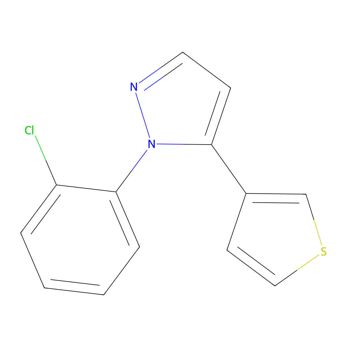 1-(2-chlorophenyl)-5-(thiophen-3-yl)-1H-pyrazole molecular structure, CAS 1269291-47-5