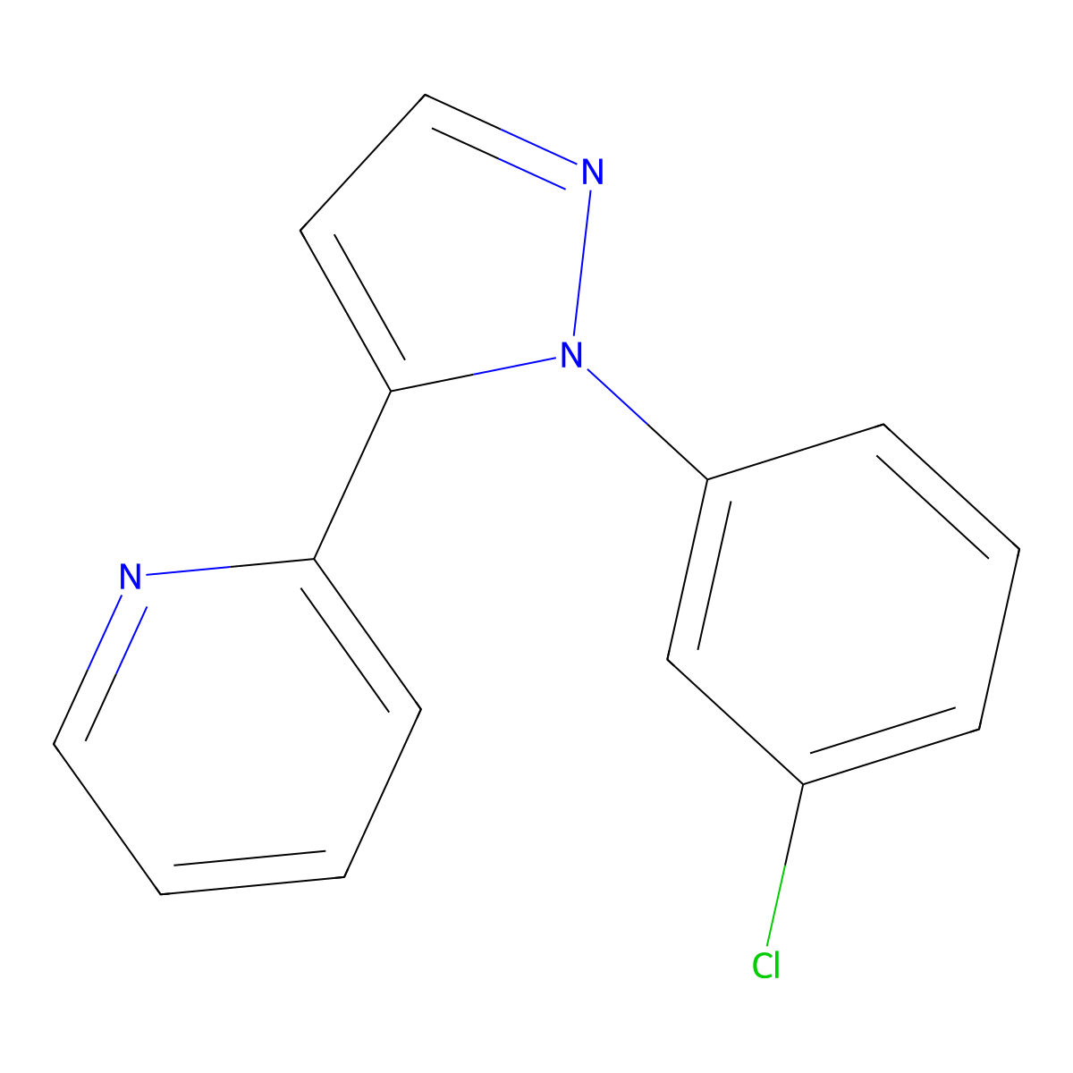 2-(1-(3-chlorophenyl)-1H-pyrazol-5-yl)pyridine molecular structure, CAS 1269291-80-6
