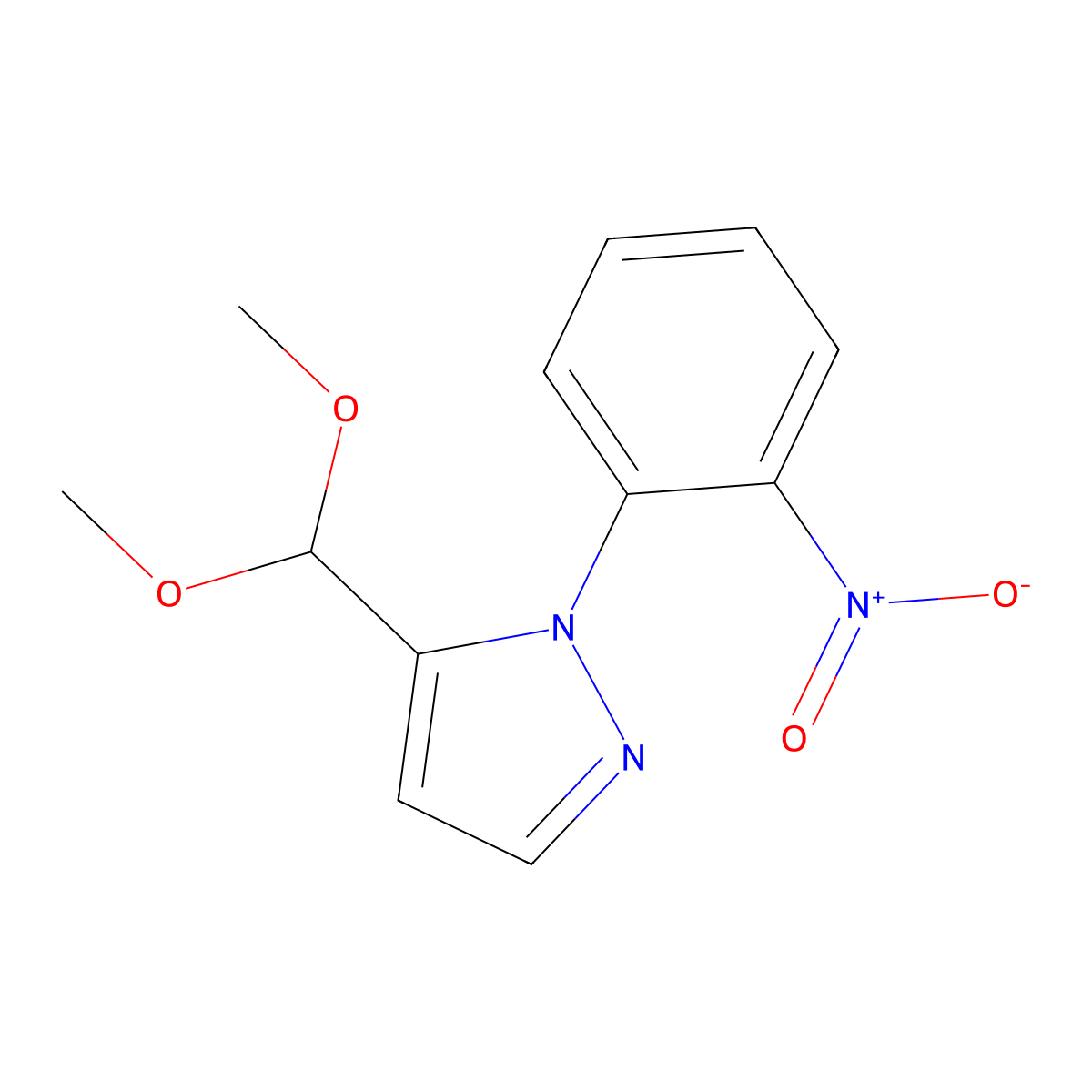 5-(dimethoxymethyl)-1-(2-nitrophenyl)-1H-pyrazole molecular structure, CAS 1269291-82-8