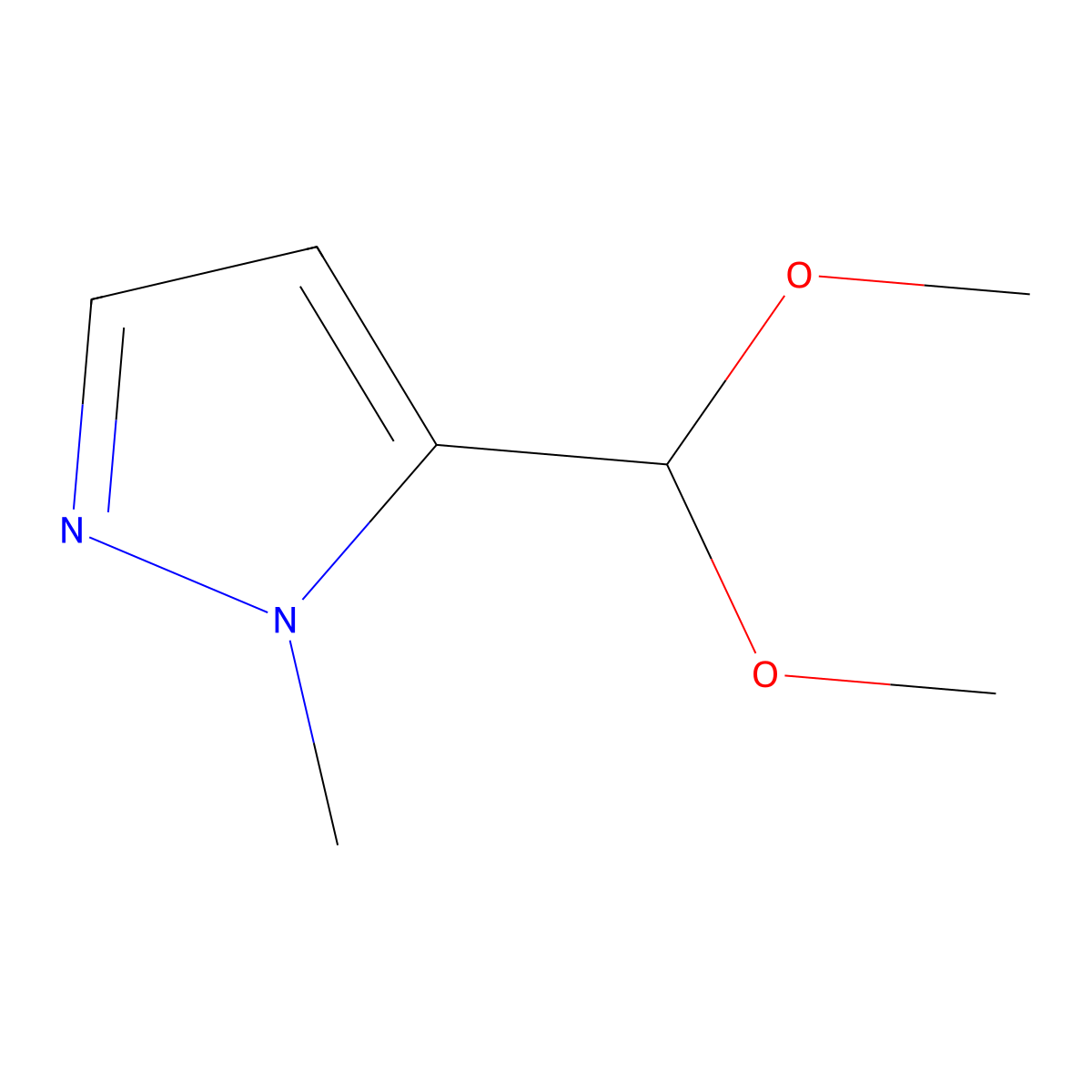 5-(dimethoxymethyl)-1-methyl-1H-pyrazole molecular structure, CAS 1269291-90-8
