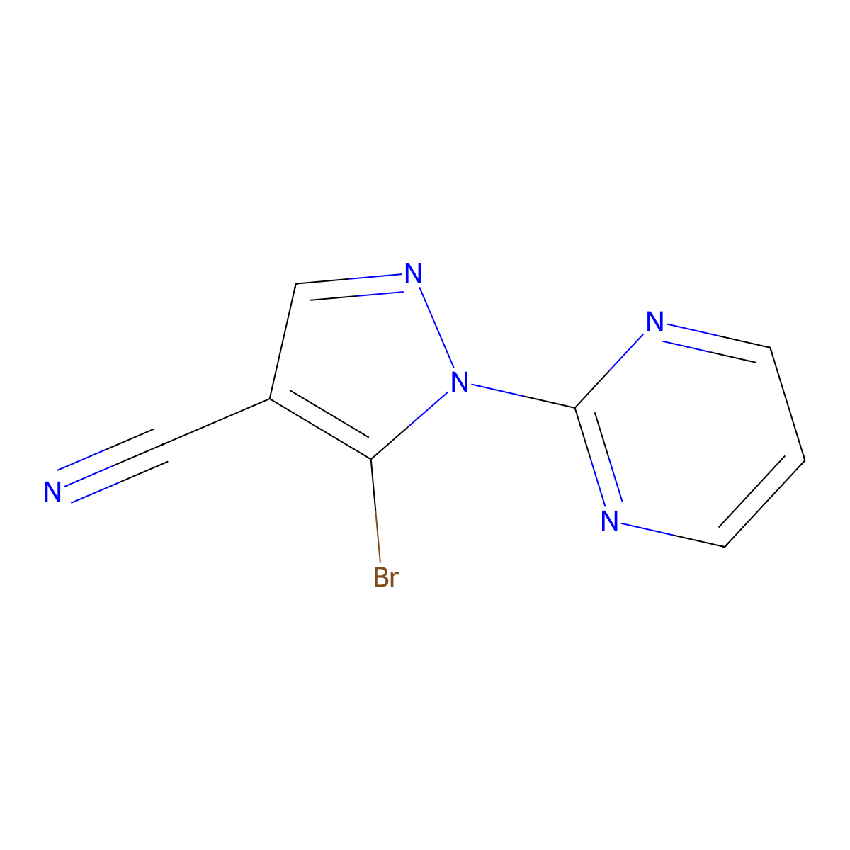 5-Bromo-1-(pyrimidin-2-YL)-1H-pyrazole-4-carbonitrile molecular structure, CAS 1269291-98-6