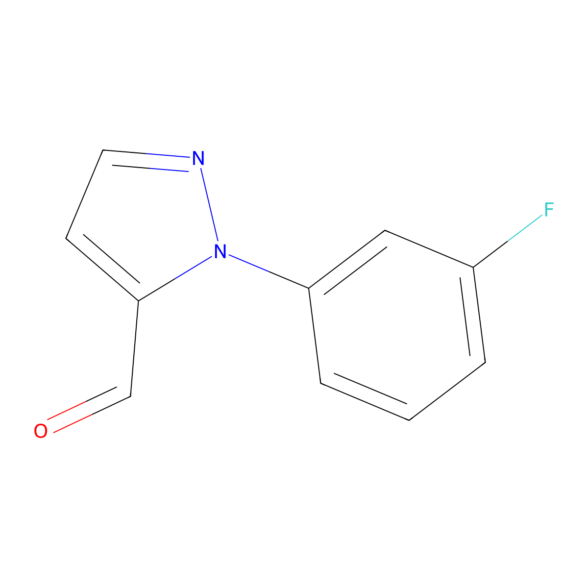 1-(3-fluorophenyl)-1H-pyrazole-5-carbaldehyde molecular structure, CAS 1269292-05-8