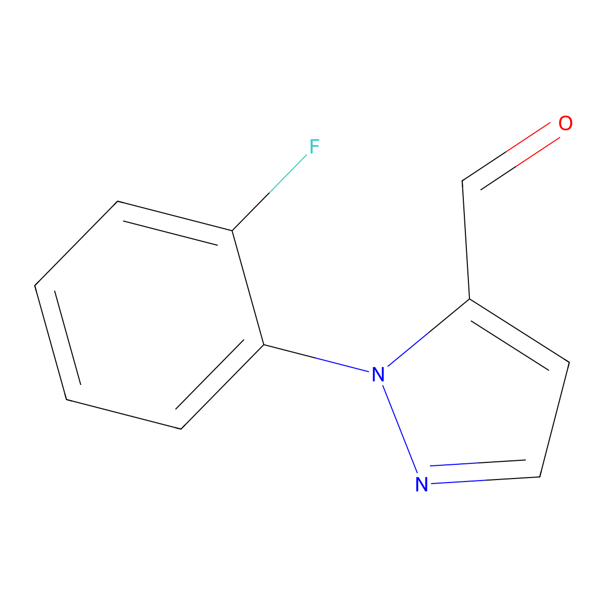 1-(2-fluorophenyl)-1H-pyrazole-5-carbaldehyde molecular structure, CAS 1269292-08-1