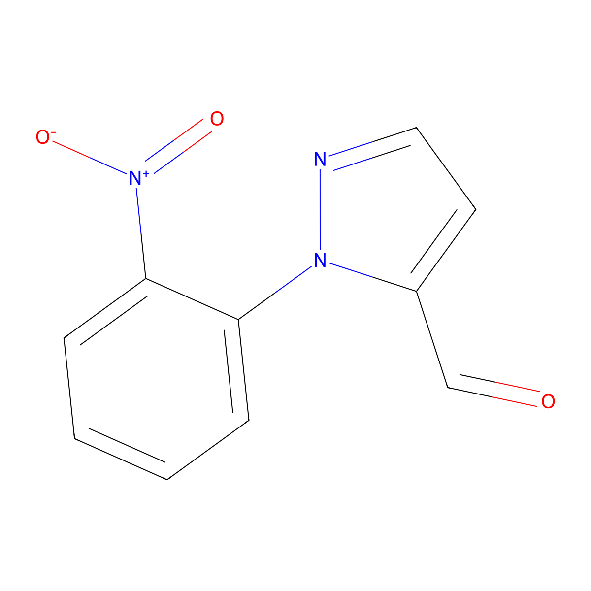 1-(2-nitrophenyl)-1H-pyrazole-5-carbaldehyde molecular structure, CAS 1269292-09-2