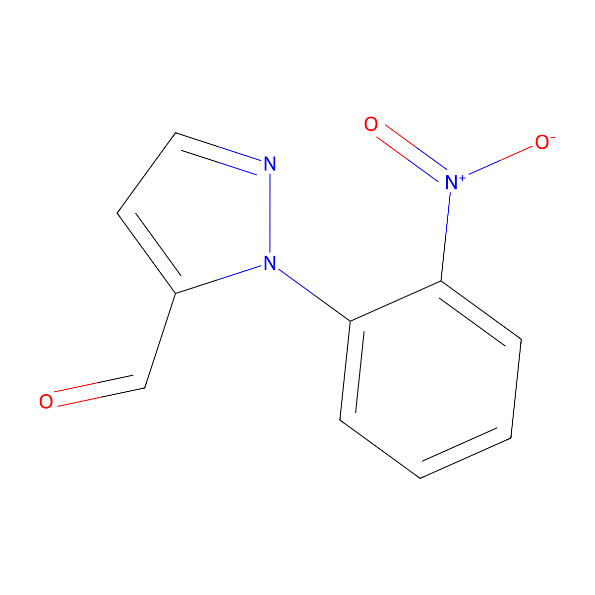 1-(2-nitrophenyl)-1H-pyrazole-5-carbaldehyde molecular structure, CAS 1269292-09-2