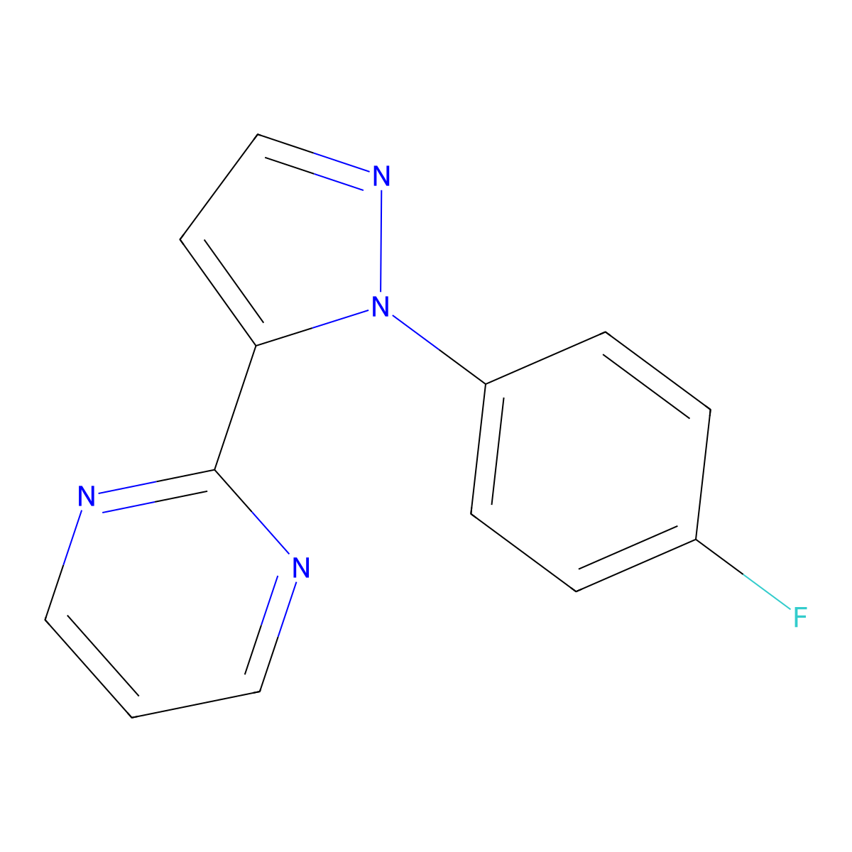 2-(1-(4-fluorophenyl)-1H-pyrazol-5-yl)pyrimidine molecular structure, CAS 1269292-15-0