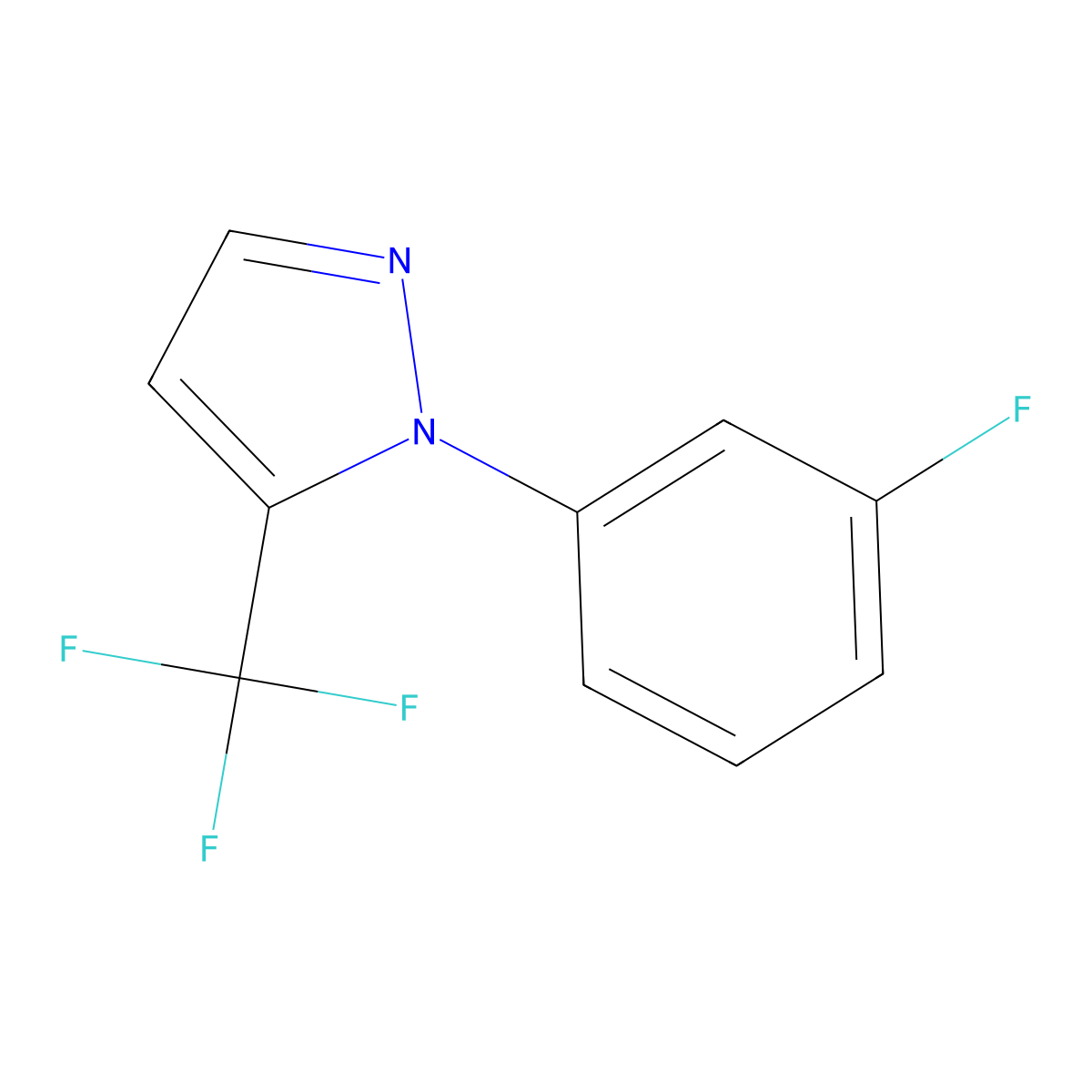 1-(3-fluorophenyl)-5-(trifluoromethyl)-1H-pyrazole molecular structure, CAS 1269292-21-8