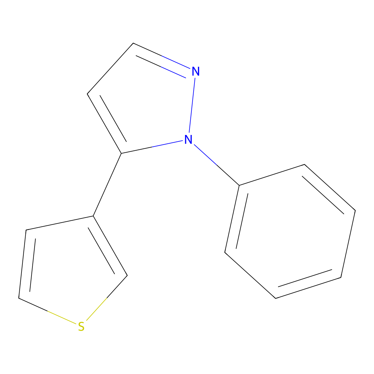 1-phenyl-5-(thiophen-3-yl)-1H-pyrazole molecular structure, CAS 1269292-24-1