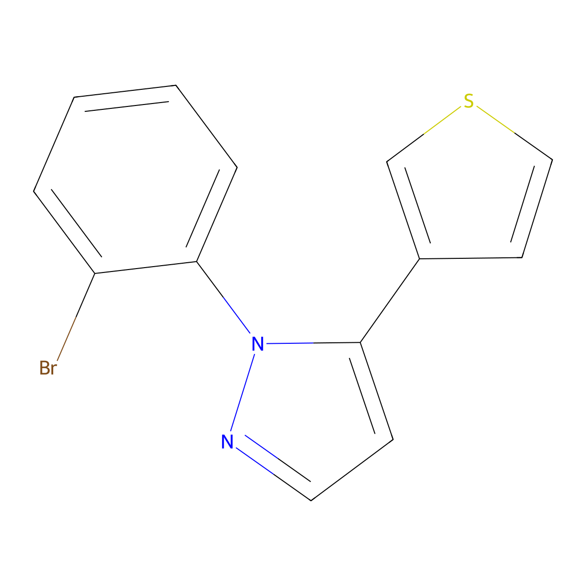 1-(2-bromophenyl)-5-(thiophen-3-yl)-1H-pyrazole molecular structure, CAS 1269292-27-4