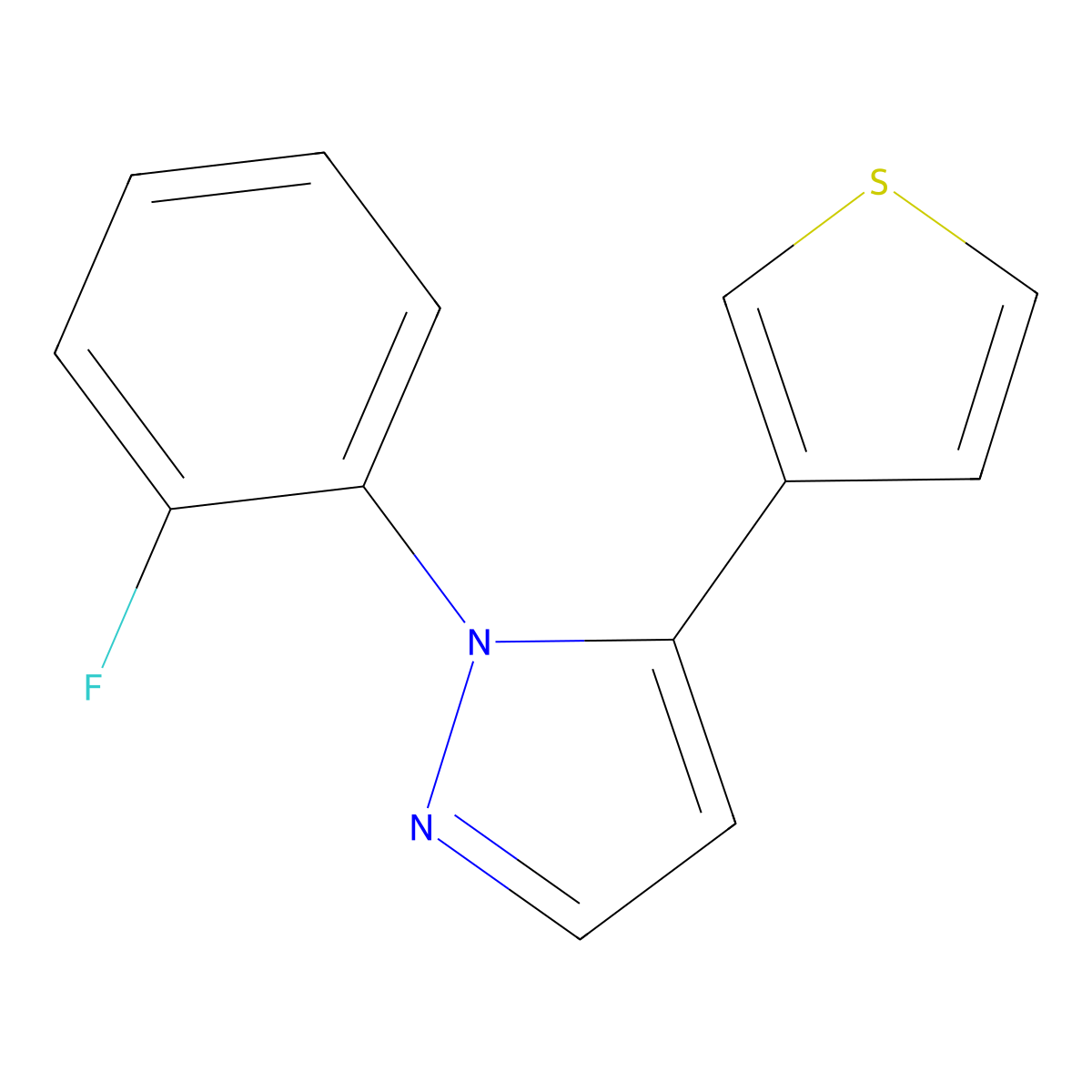 1-(2-fluorophenyl)-5-(thiophen-3-yl)-1H-pyrazole molecular structure, CAS 1269292-30-9