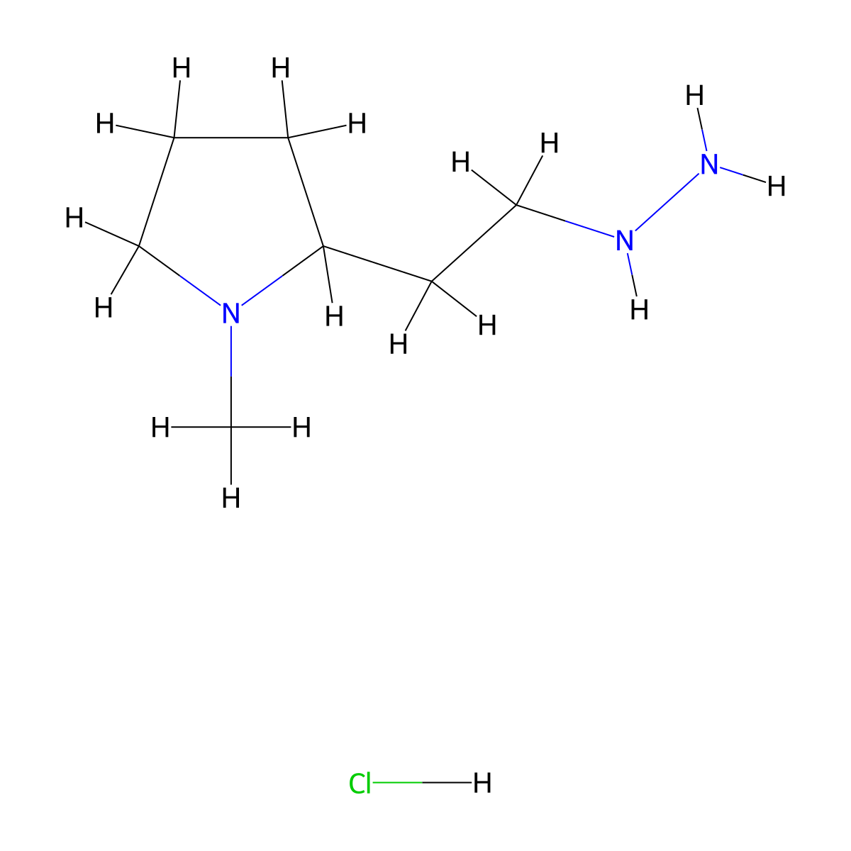 2-(2-Hydrazinylethyl)-1-methylpyrrolidine hydrochloride molecular structure, CAS 1269292-40-1