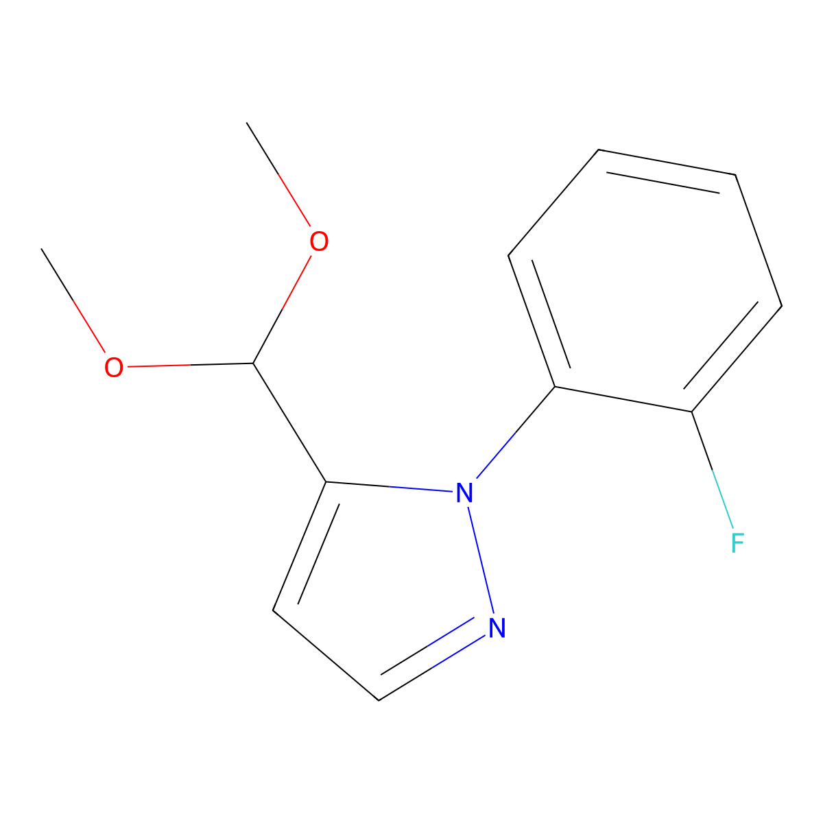 5-(dimethoxymethyl)-1-(2-fluorophenyl)-1H-pyrazole molecular structure, CAS 1269292-46-7