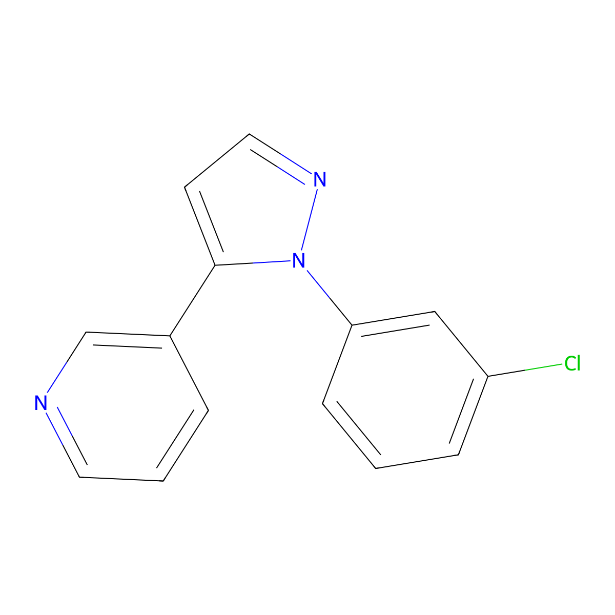 3-(1-(3-chlorophenyl)-1H-pyrazol-5-yl)pyridine molecular structure, CAS 1269292-49-0