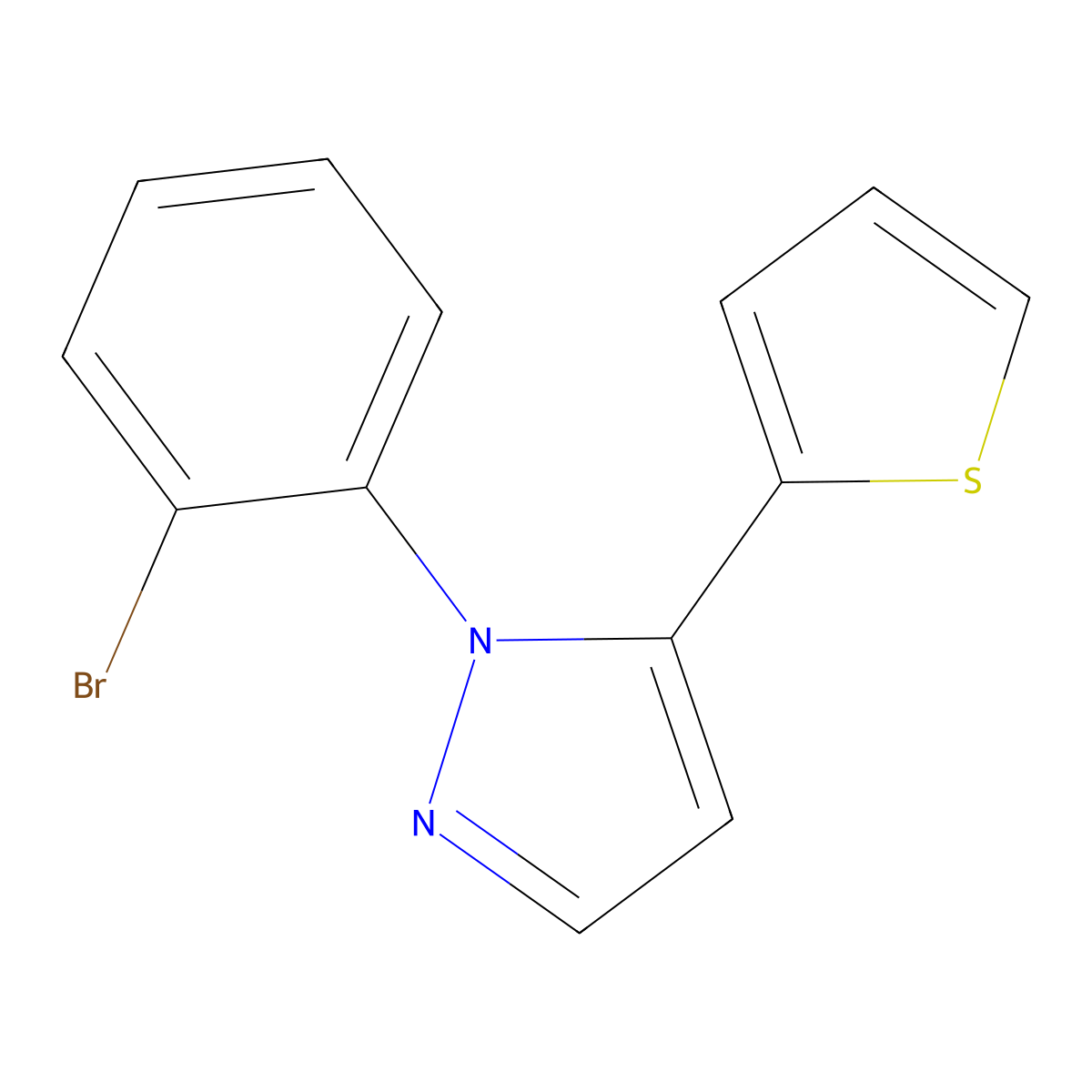 1-(2-bromophenyl)-5-(thiophen-2-yl)-1H-pyrazole molecular structure, CAS 1269292-50-3