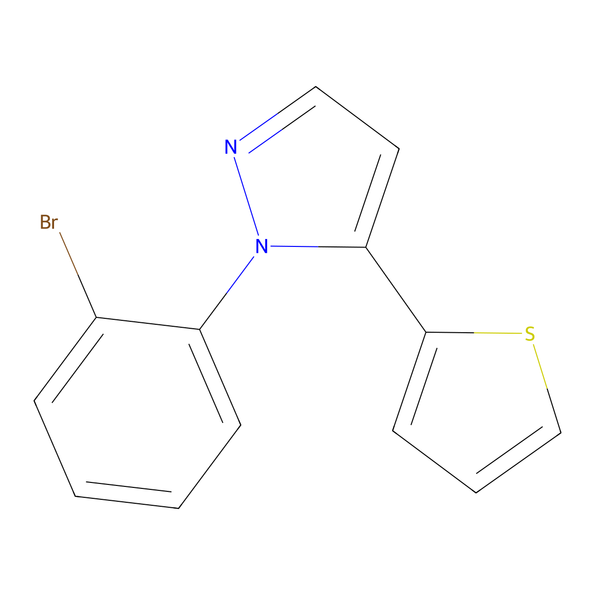 1-(2-bromophenyl)-5-(thiophen-2-yl)-1H-pyrazole molecular structure, CAS 1269292-50-3