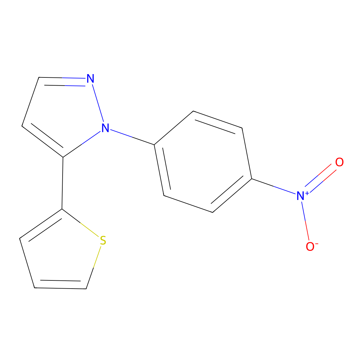 1-(4-nitrophenyl)-5-(thiophen-2-yl)-1H-pyrazole molecular structure, CAS 1269292-53-6