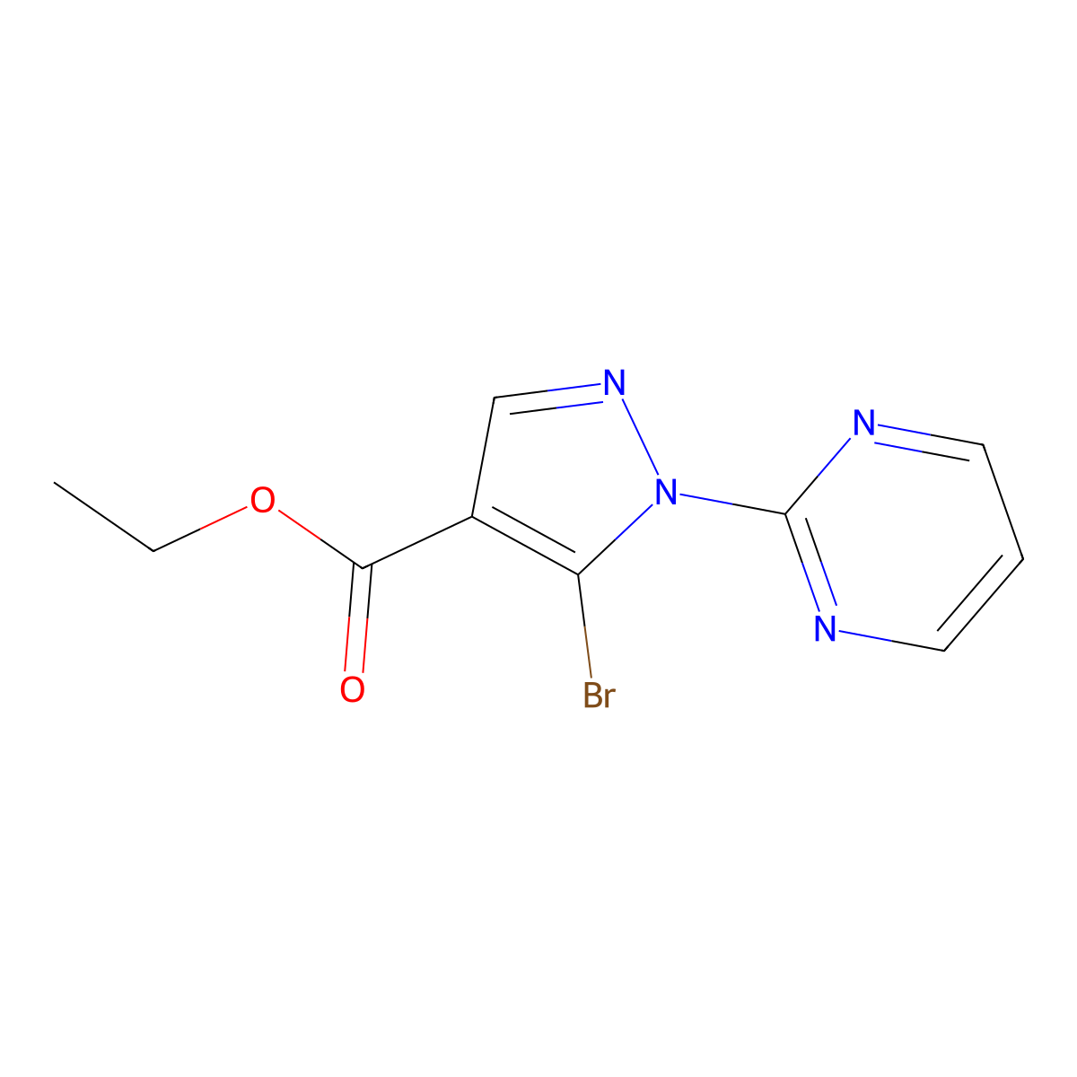 Ethyl 5-bromo-1-(pyrimidin-2-YL)-1H-pyrazole-4-carboxylate molecular structure, CAS 1269292-57-0