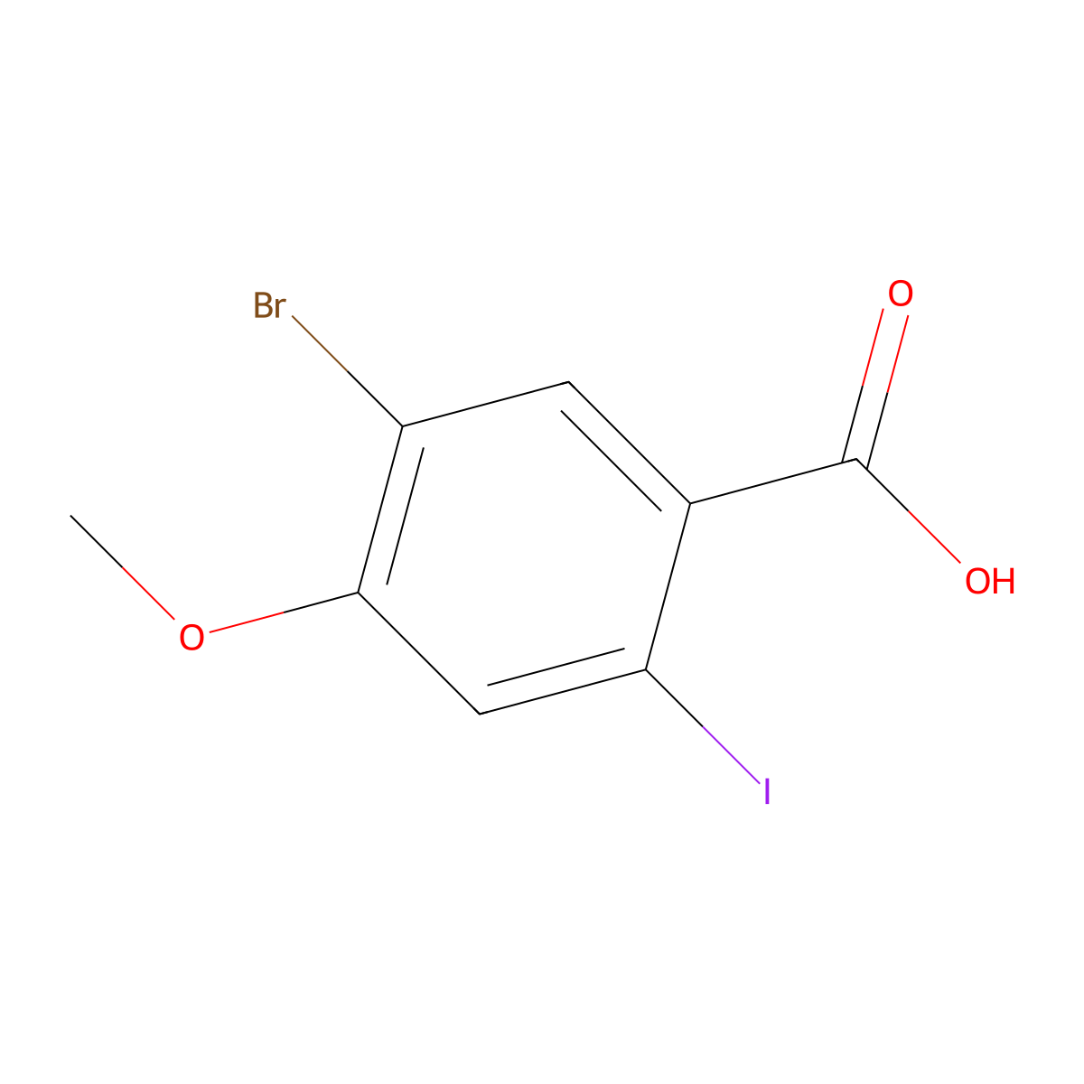 Benzoic acid, 5-bromo-2-iodo-4-methoxy- molecular structure, CAS 1269292-64-9