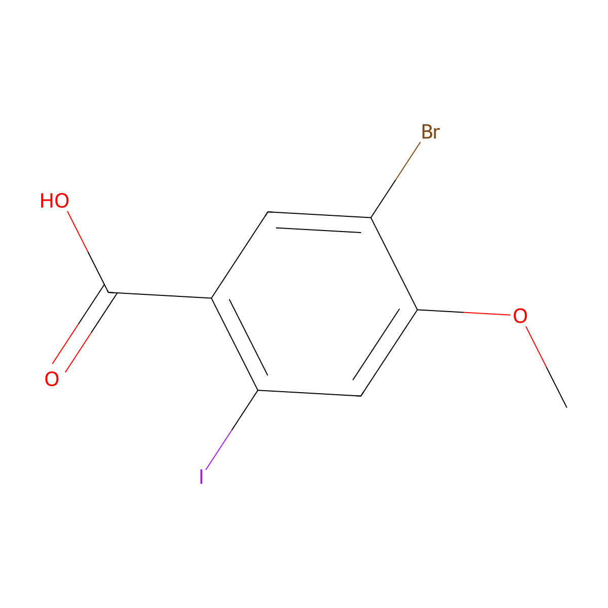 Benzoic acid, 5-bromo-2-iodo-4-methoxy- molecular structure, CAS 1269292-64-9