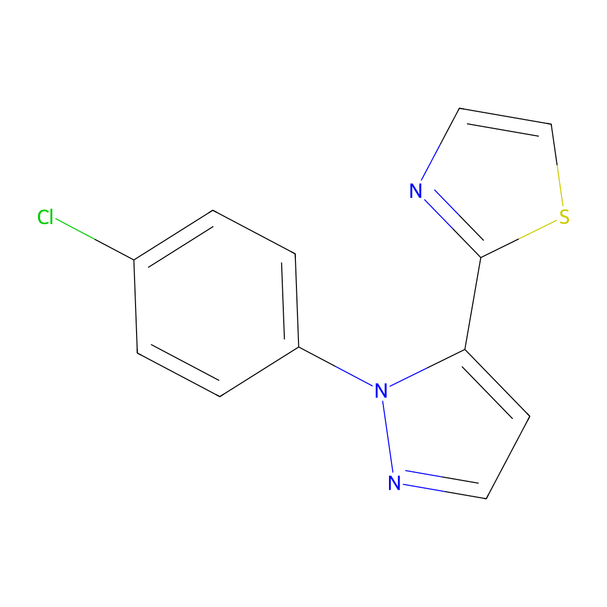2-(1-(4-chlorophenyl)-1H-pyrazol-5-yl)thiazole molecular structure, CAS 1269292-65-0