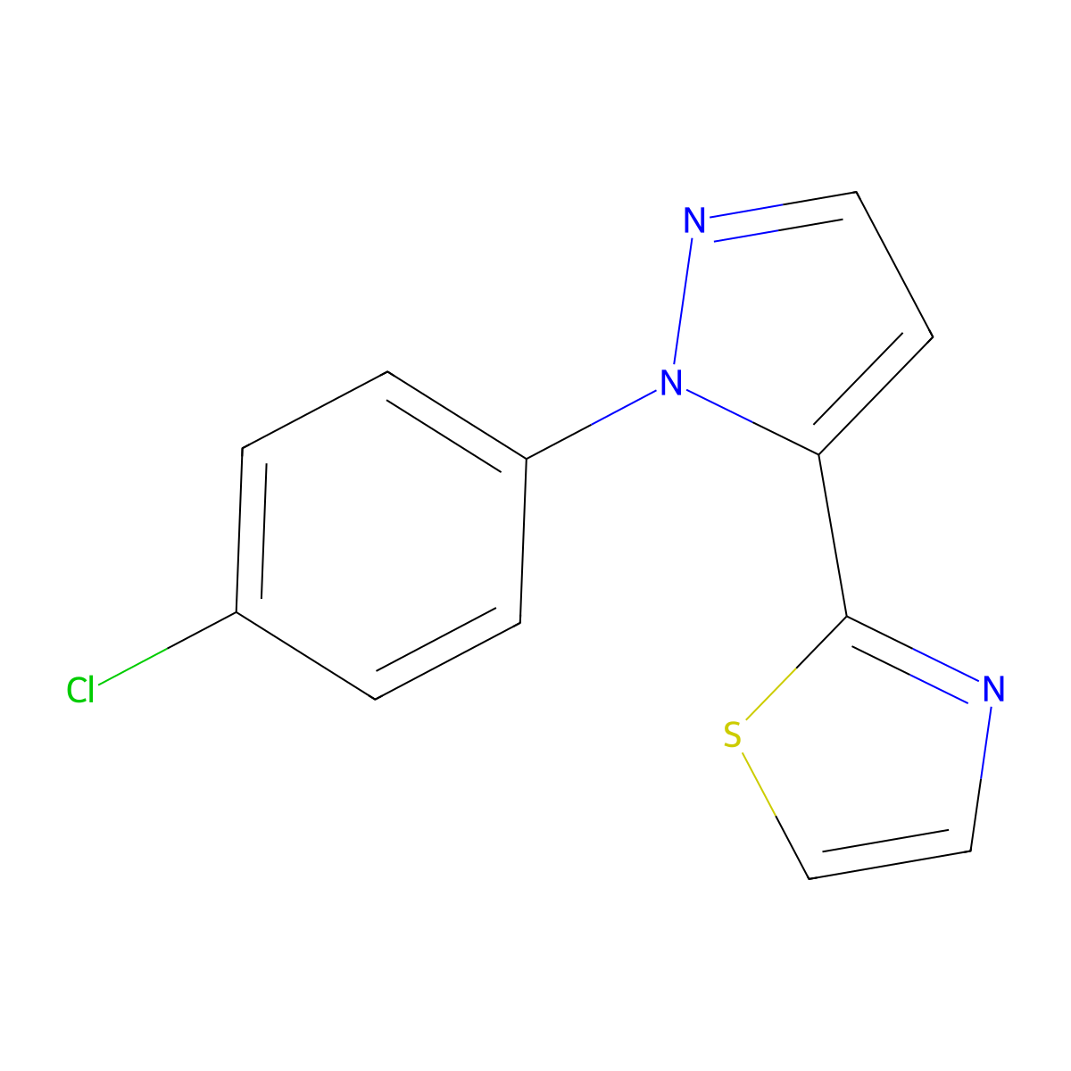 2-(1-(4-chlorophenyl)-1H-pyrazol-5-yl)thiazole molecular structure, CAS 1269292-65-0