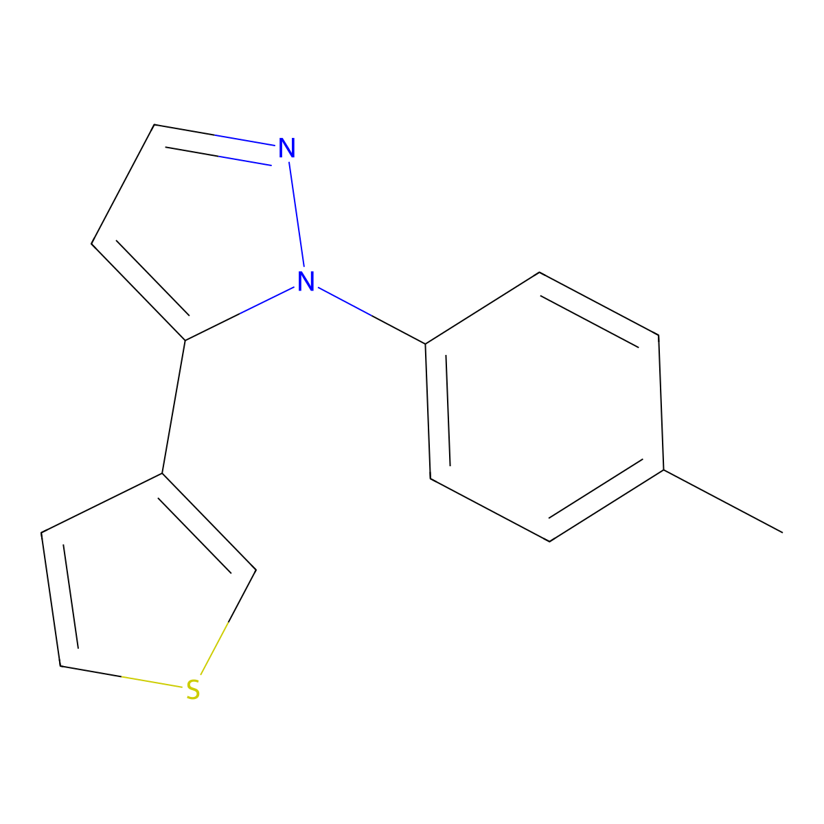 5-(Thiophen-3-yl)-1-(p-tolyl)-1H-pyrazole molecular structure, CAS 1269292-96-7