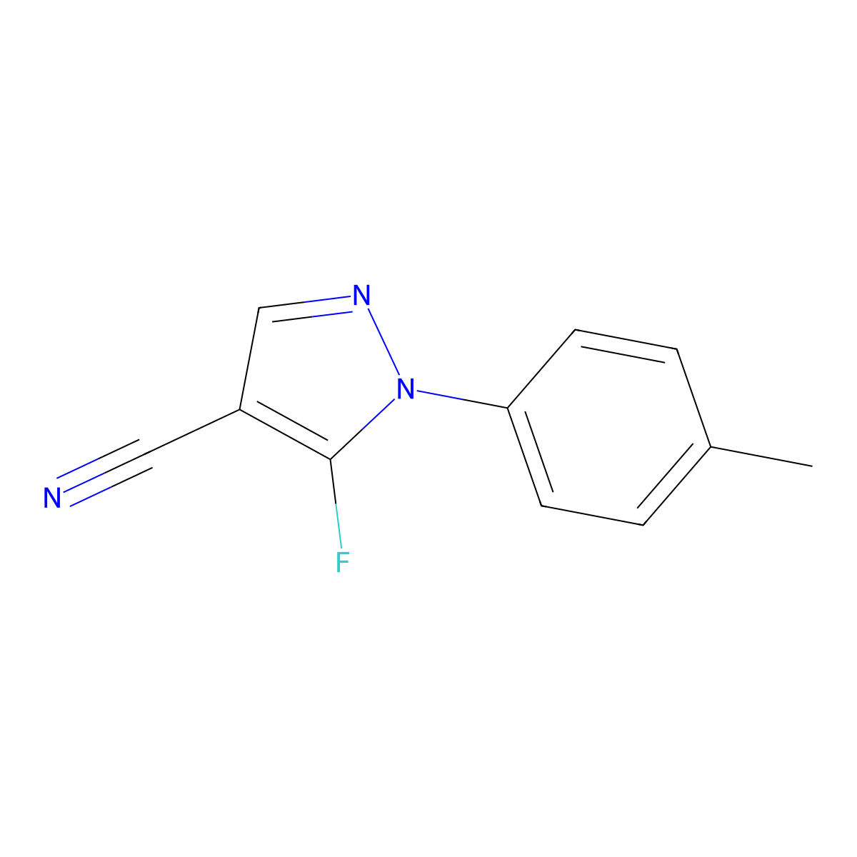 5-Fluoro-1-(p-tolyl)-1H-pyrazole-4-carbonitrile molecular structure, CAS 1269293-01-7