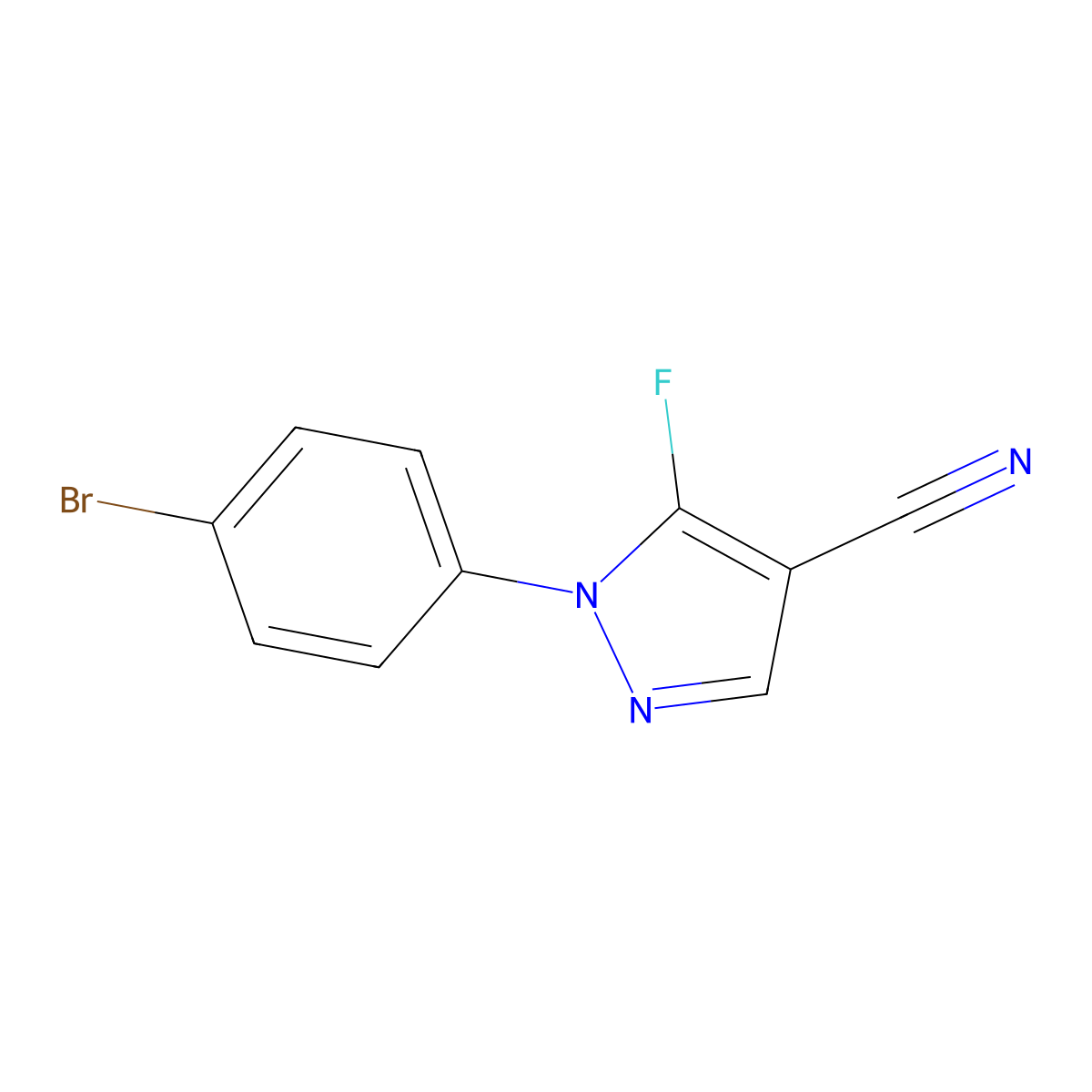 1-(4-bromophenyl)-5-fluoro-1H-pyrazole-4-carbonitrile molecular structure, CAS 1269293-06-2