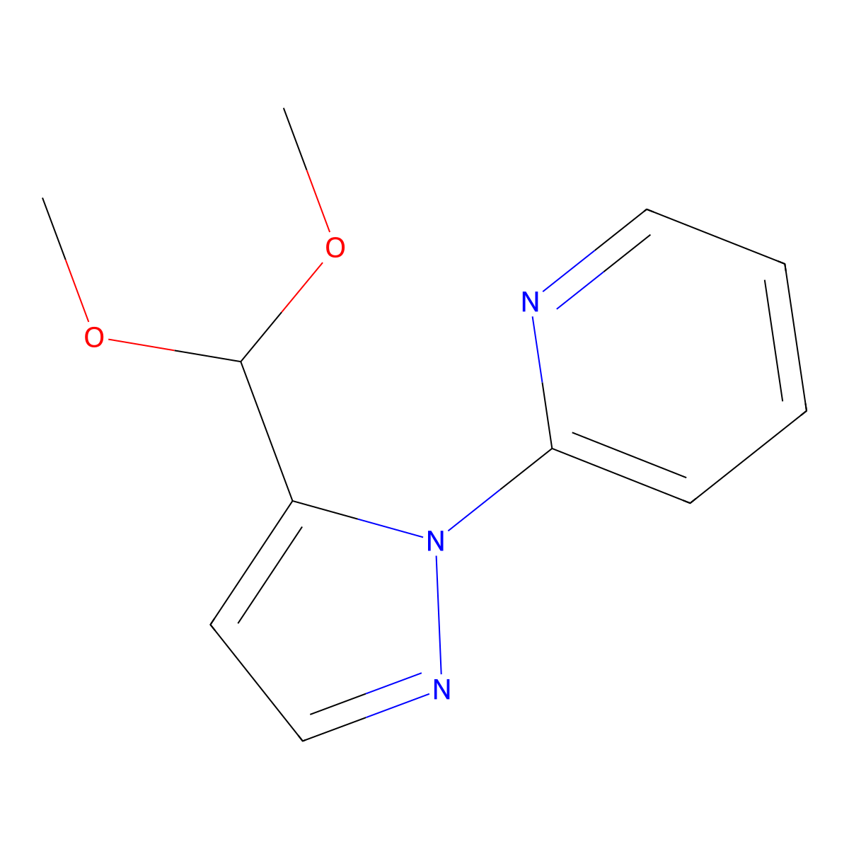 2-(5-(dimethoxymethyl)-1H-pyrazol-1-yl)pyridine molecular structure, CAS 1269293-15-3