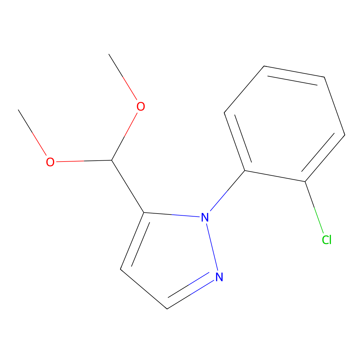 1-(2-chlorophenyl)-5-(dimethoxymethyl)-1H-pyrazole molecular structure, CAS 1269293-16-4