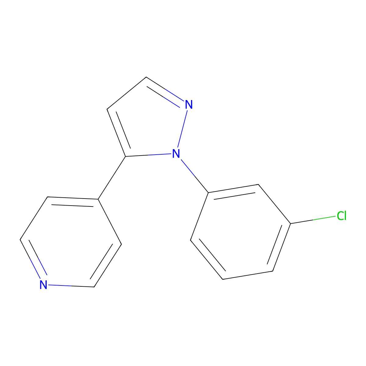 4-(1-(3-chlorophenyl)-1H-pyrazol-5-yl)pyridine molecular structure, CAS 1269293-19-7
