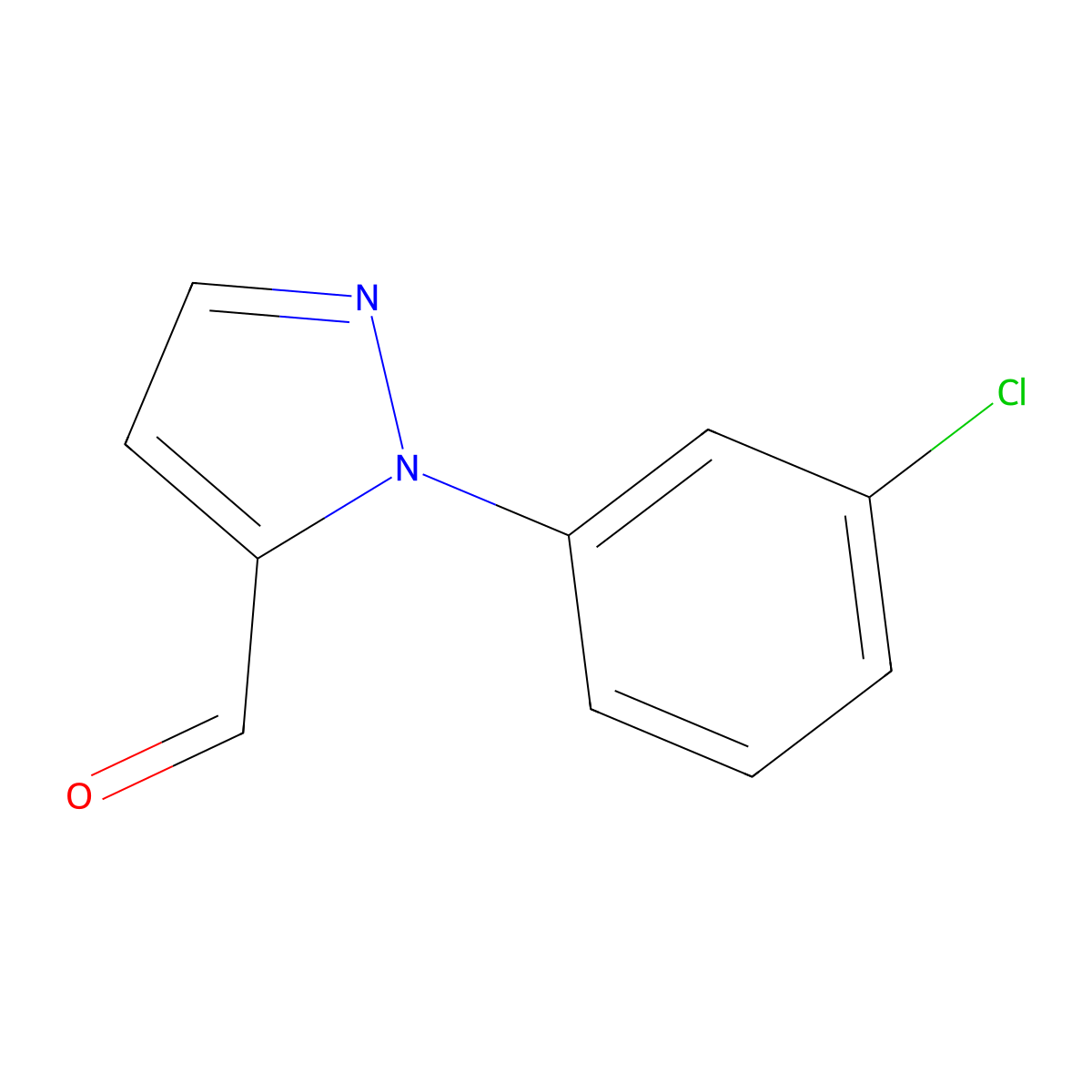 1-(3-chlorophenyl)-1H-pyrazole-5-carbaldehyde molecular structure, CAS 1269293-21-1