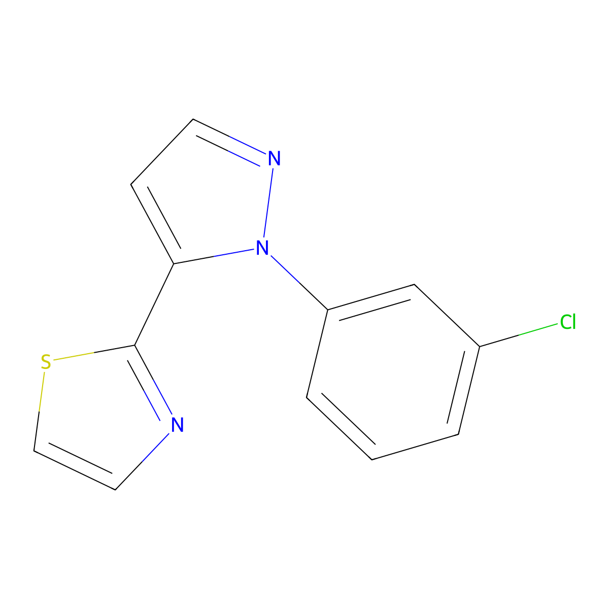 2-(1-(3-chlorophenyl)-1H-pyrazol-5-yl)thiazole molecular structure, CAS 1269293-24-4
