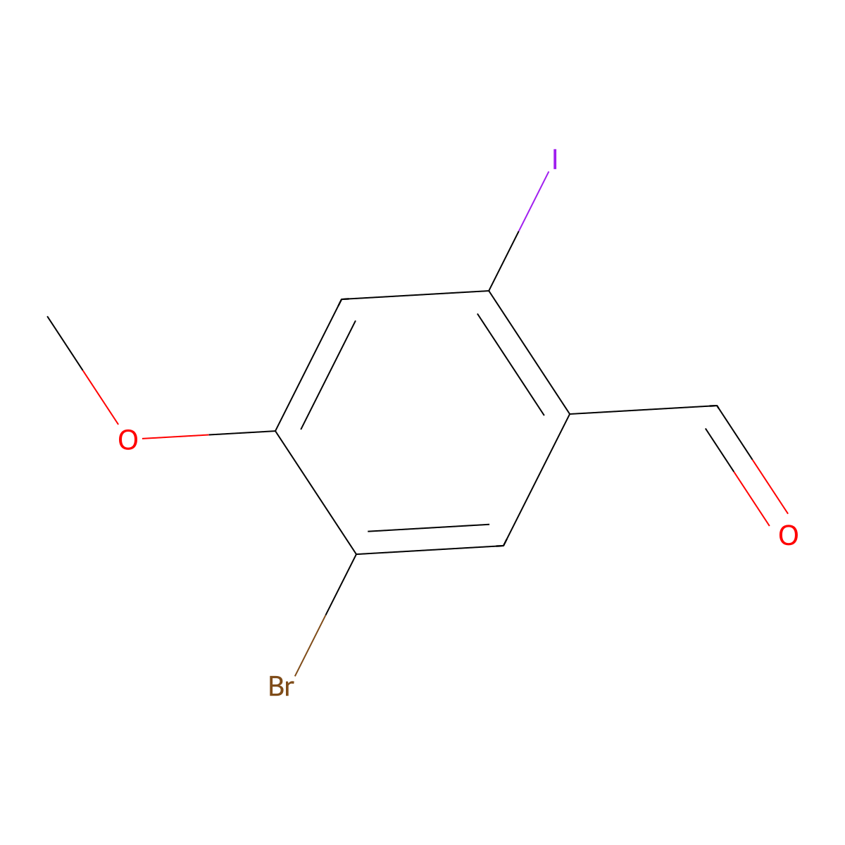 5-Bromo-2-iodo-4-methoxybenzaldehyde molecular structure, CAS 1269293-42-6