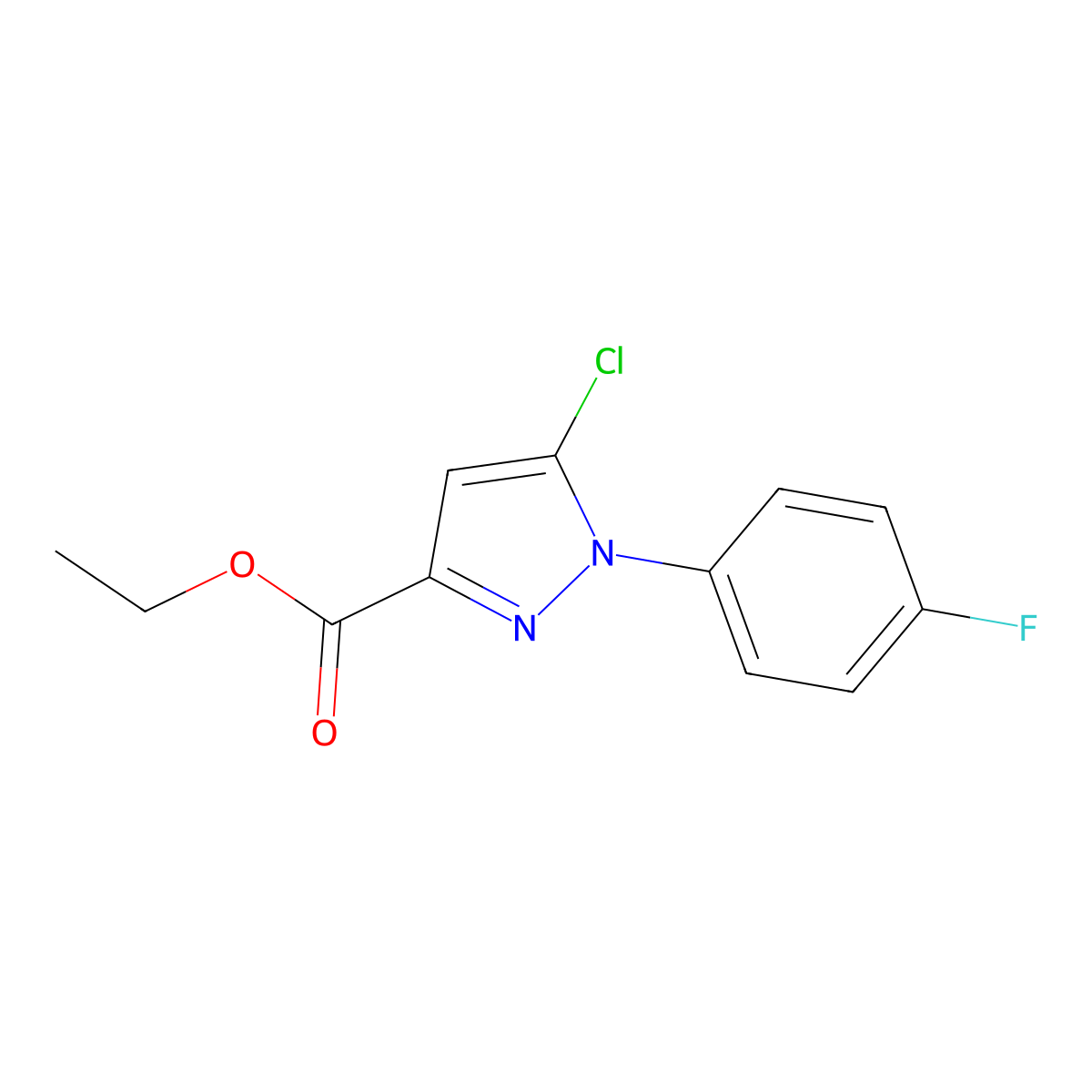 Ethyl 5-chloro-1-(4-fluorophenyl)-1H-pyrazole-3-carboxylate molecular structure, CAS 1269293-49-3