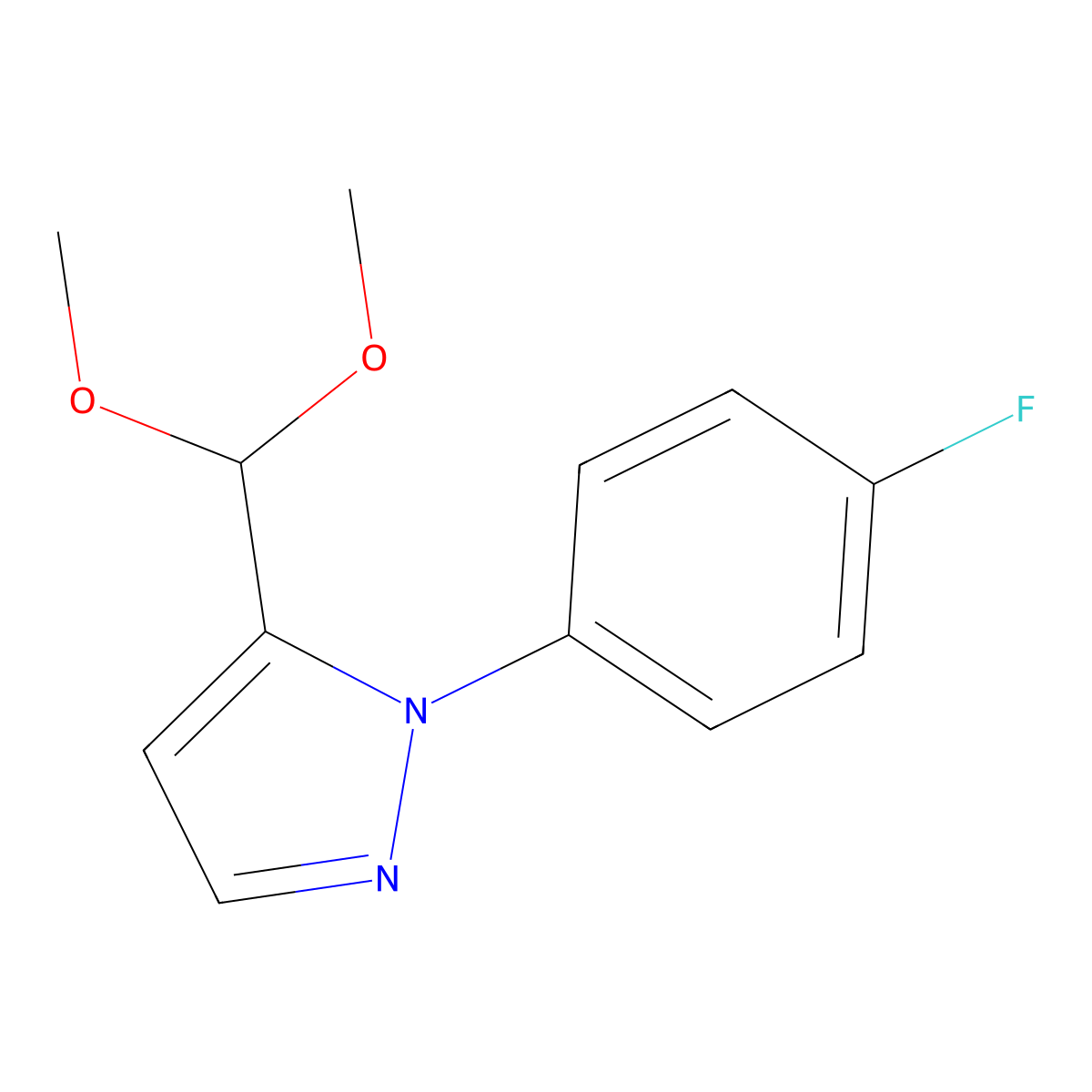 5-(dimethoxymethyl)-1-(4-fluorophenyl)-1H-pyrazole molecular structure, CAS 1269293-52-8