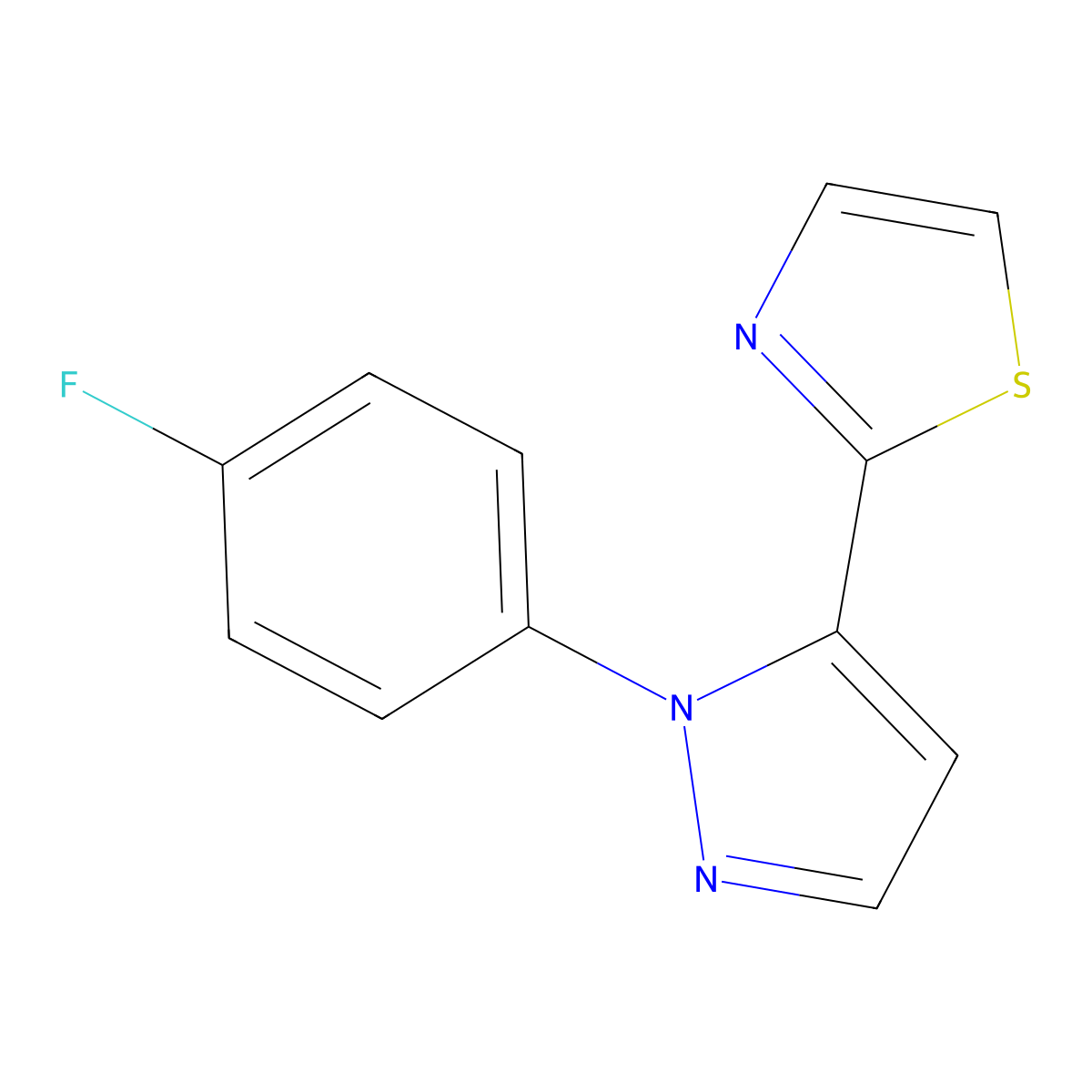 2-(1-(4-fluorophenyl)-1H-pyrazol-5-yl)thiazole molecular structure, CAS 1269293-55-1