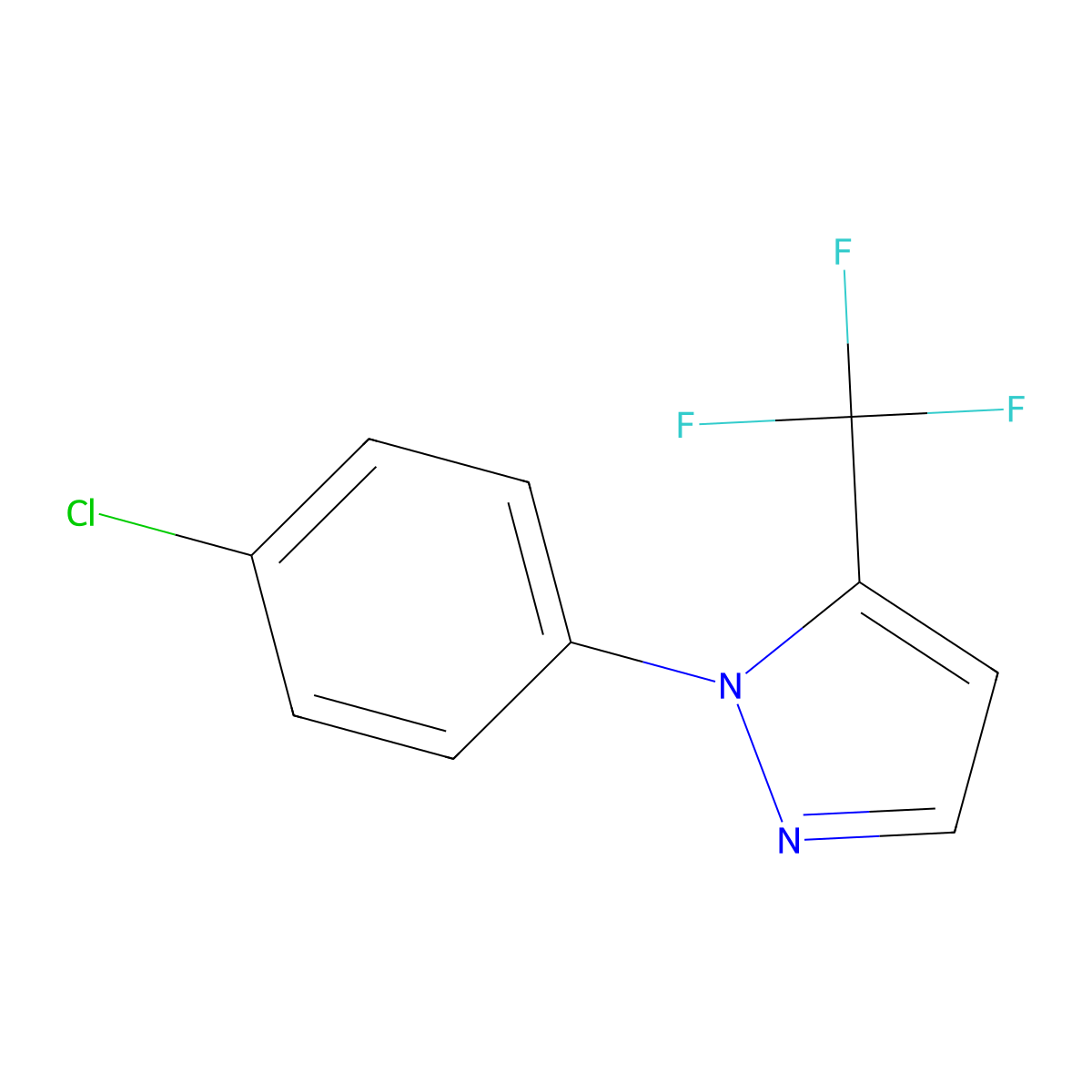 1-(4-chlorophenyl)-5-(trifluoromethyl)-1H-pyrazole molecular structure, CAS 1269293-56-2