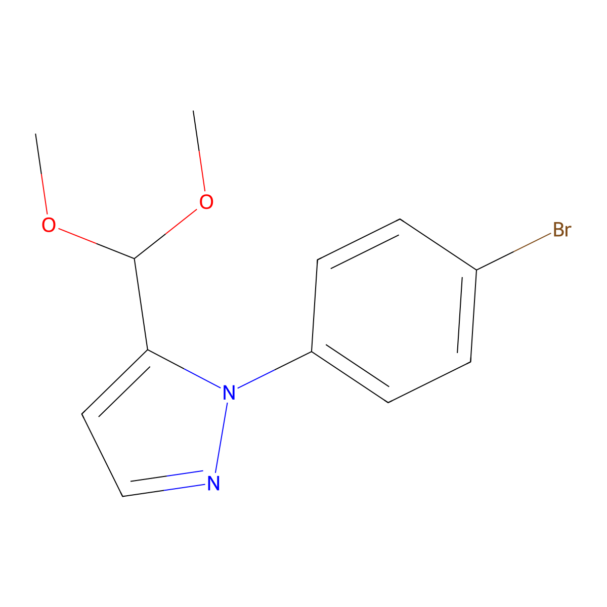 1-(4-bromophenyl)-5-(dimethoxymethyl)-1H-pyrazole molecular structure, CAS 1269293-69-7