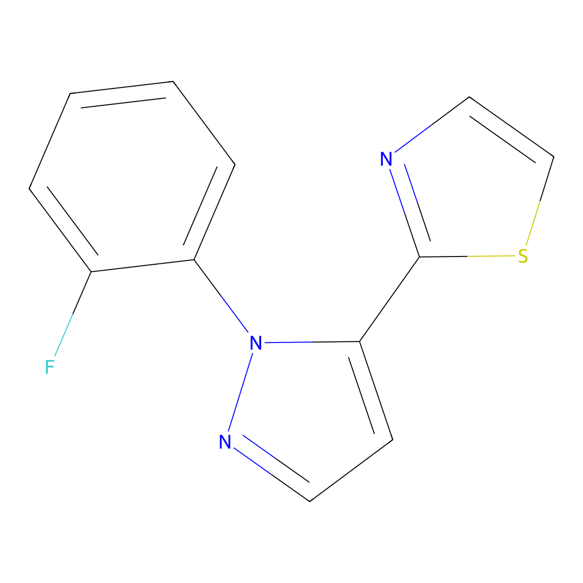 2-(1-(2-fluorophenyl)-1H-pyrazol-5-yl)thiazole molecular structure, CAS 1269293-88-0