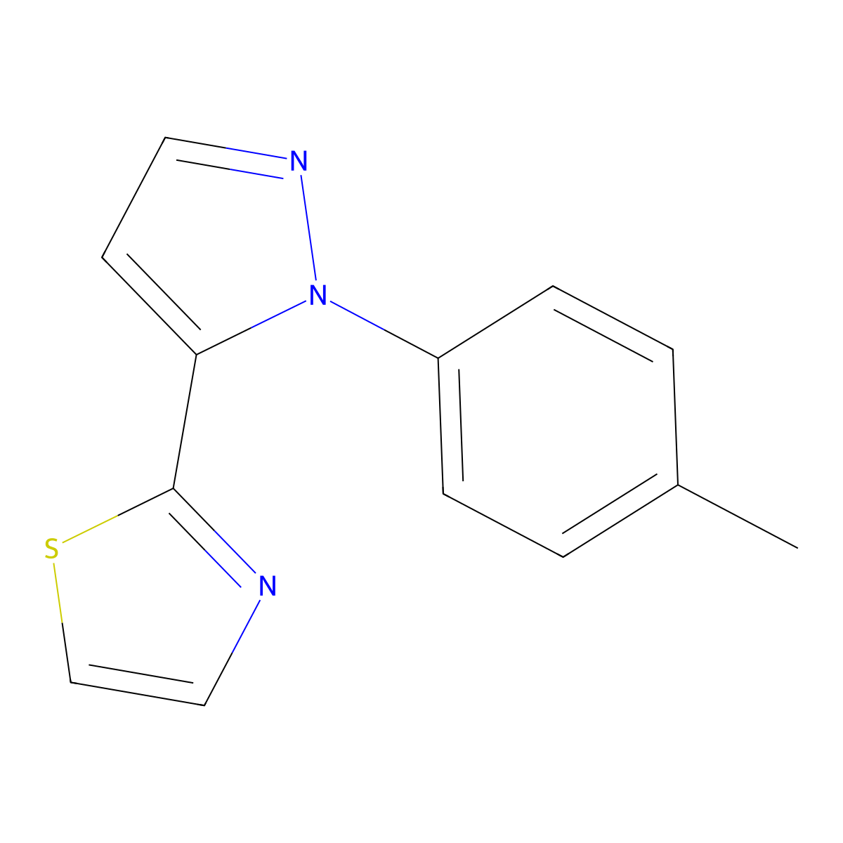 2-(1-(p-Tolyl)-1H-pyrazol-5-yl)thiazole molecular structure, CAS 1269293-89-1
