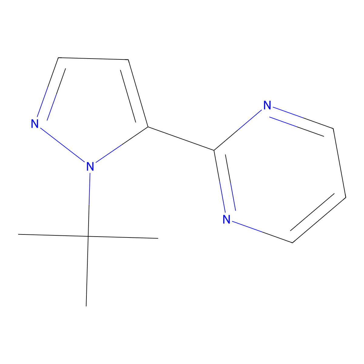 2-(1-(tert-Butyl)-1H-pyrazol-5-yl)pyrimidine molecular structure, CAS 1269293-90-4