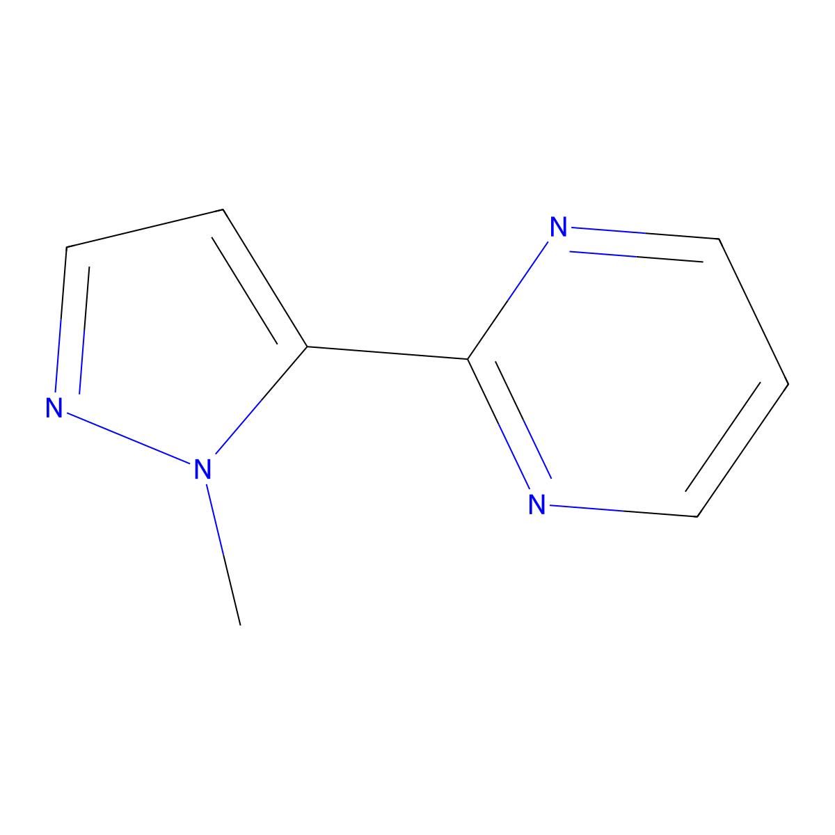 2-(1-methyl-1H-pyrazol-5-yl)pyrimidine molecular structure, CAS 1269294-03-2
