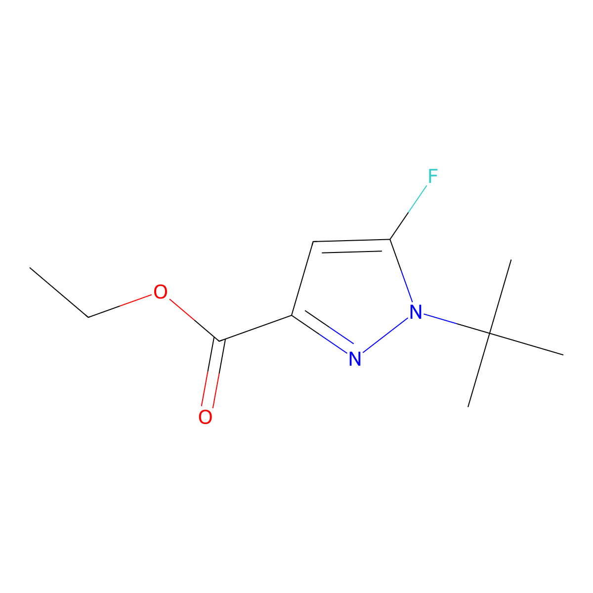 Ethyl 1-(tert-butyl)-5-fluoro-1H-pyrazole-3-carboxylate molecular structure, CAS 1269294-04-3