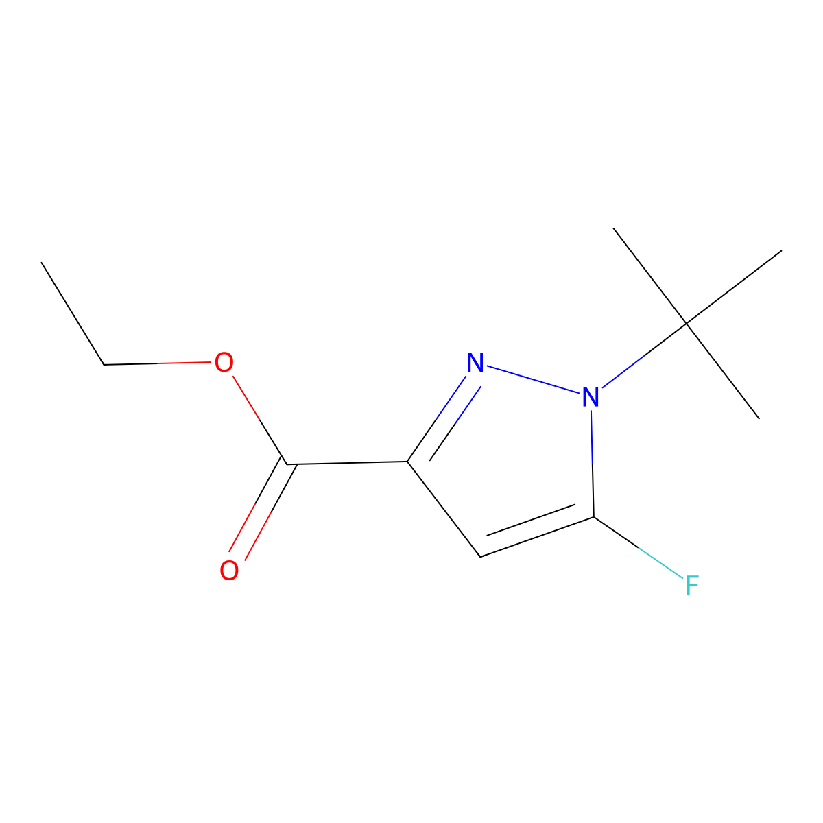Ethyl 1-(tert-butyl)-5-fluoro-1H-pyrazole-3-carboxylate molecular structure, CAS 1269294-04-3