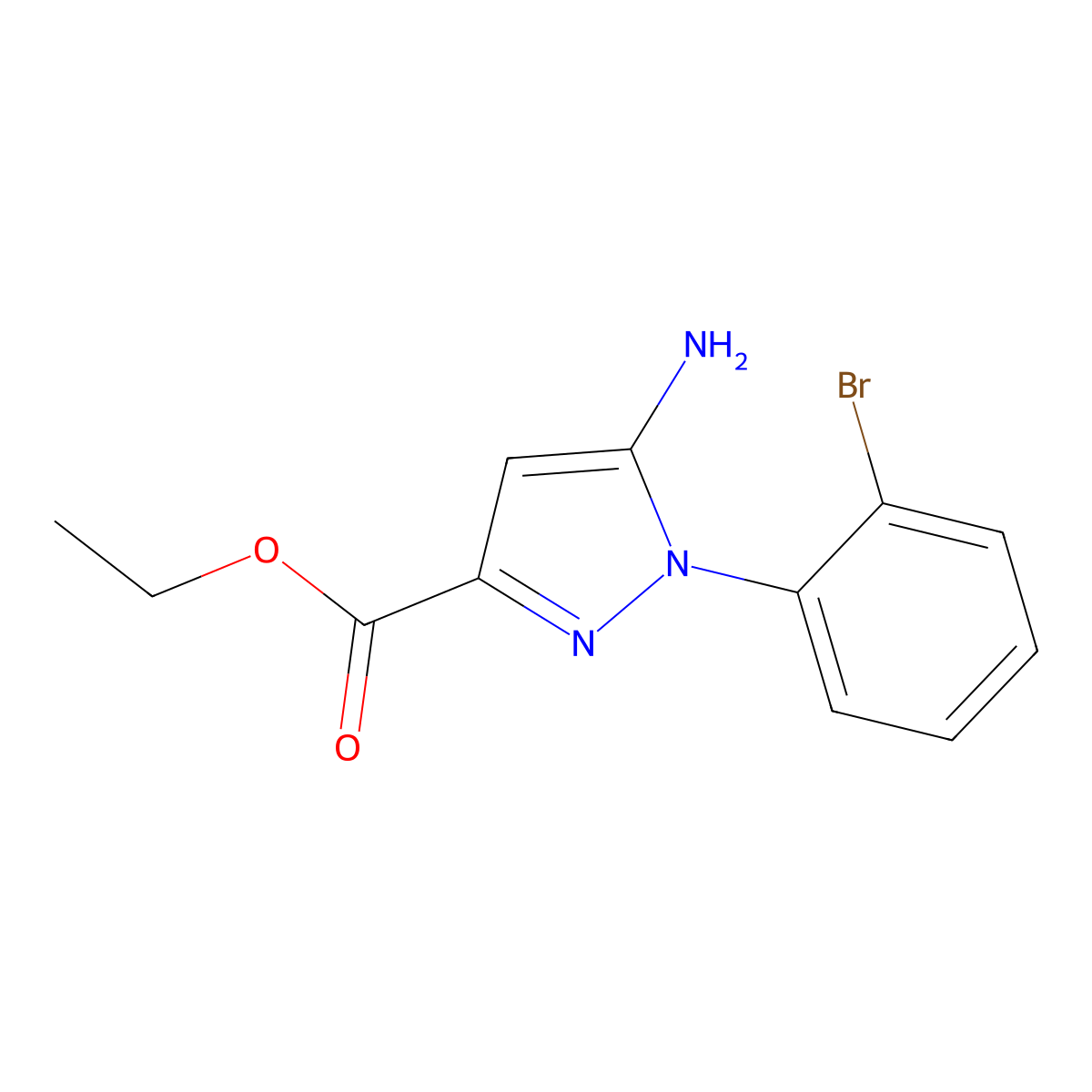 Ethyl 5-amino-1-(2-bromophenyl)-1H-pyrazole-3-carboxylate molecular structure, CAS 1269294-14-5
