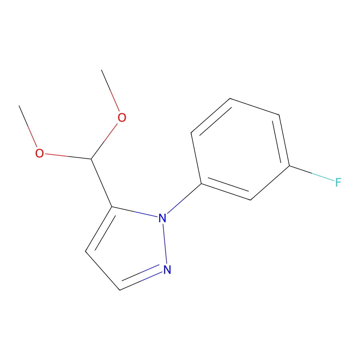 5-(dimethoxymethyl)-1-(3-fluorophenyl)-1H-pyrazole molecular structure, CAS 1269294-16-7